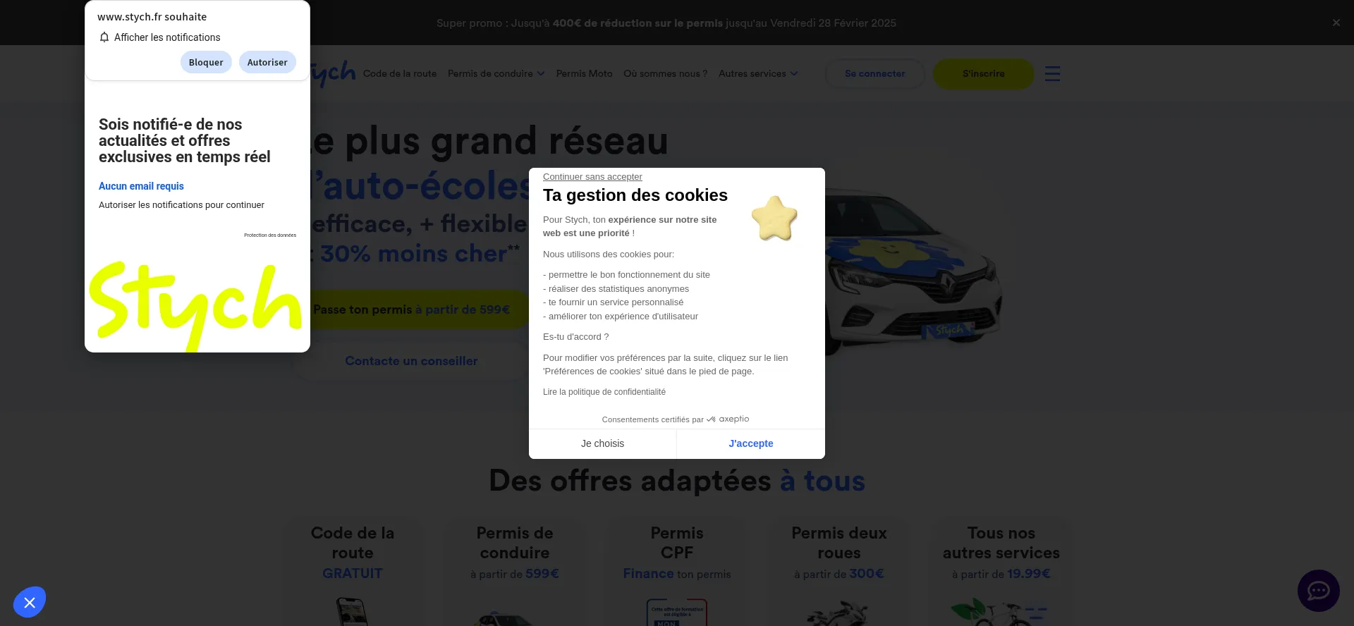 Website screenshot of Stych.fr