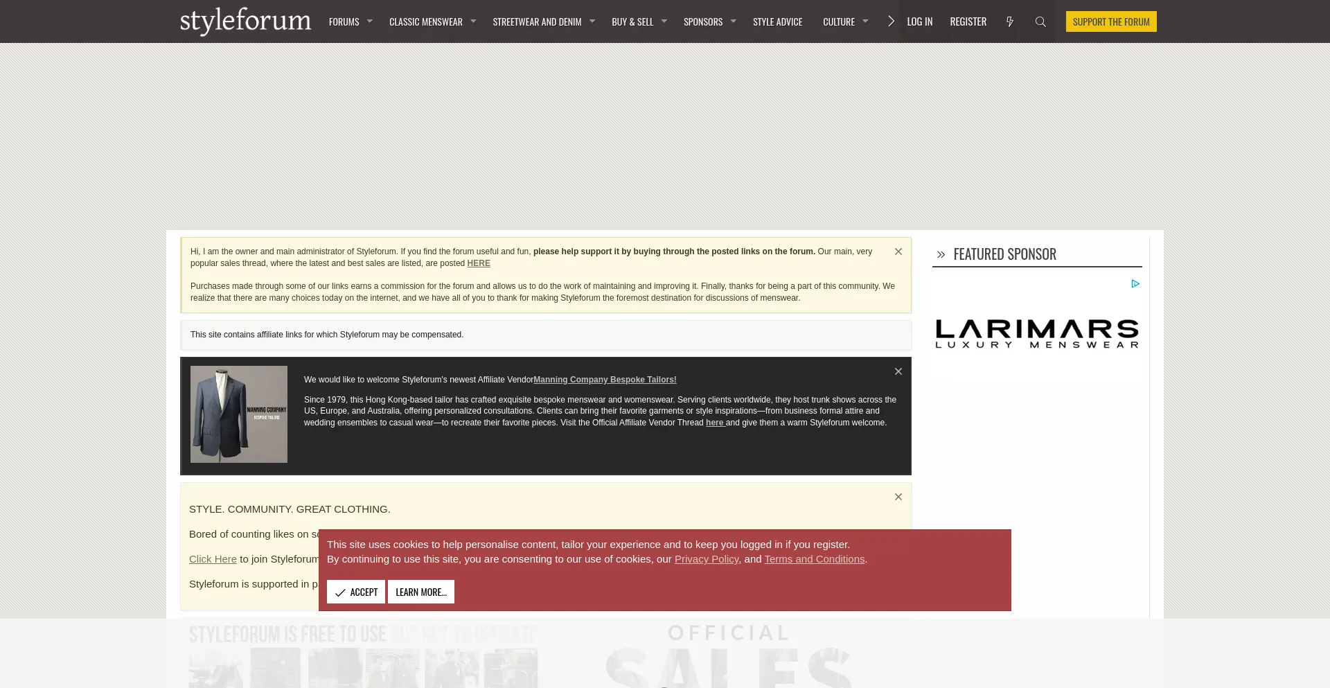 Website screenshot of Styleforum.net