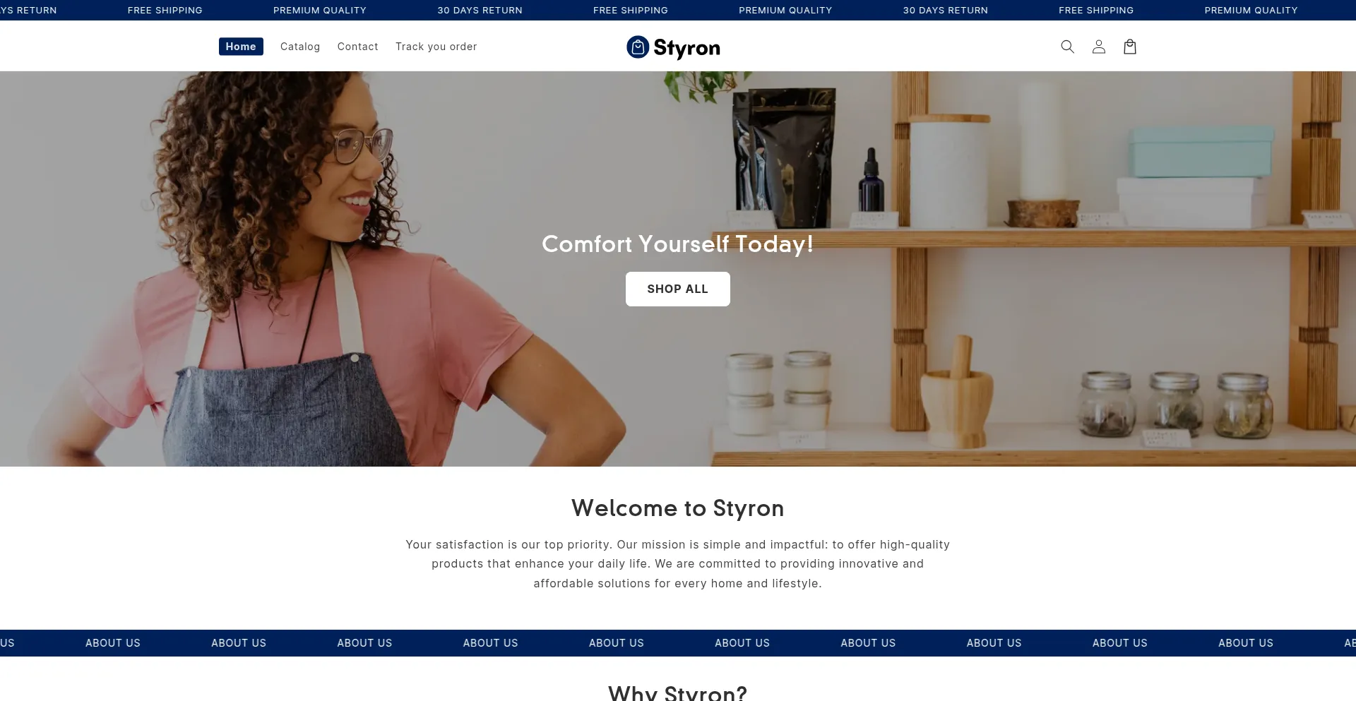Website screenshot of Styron.shop