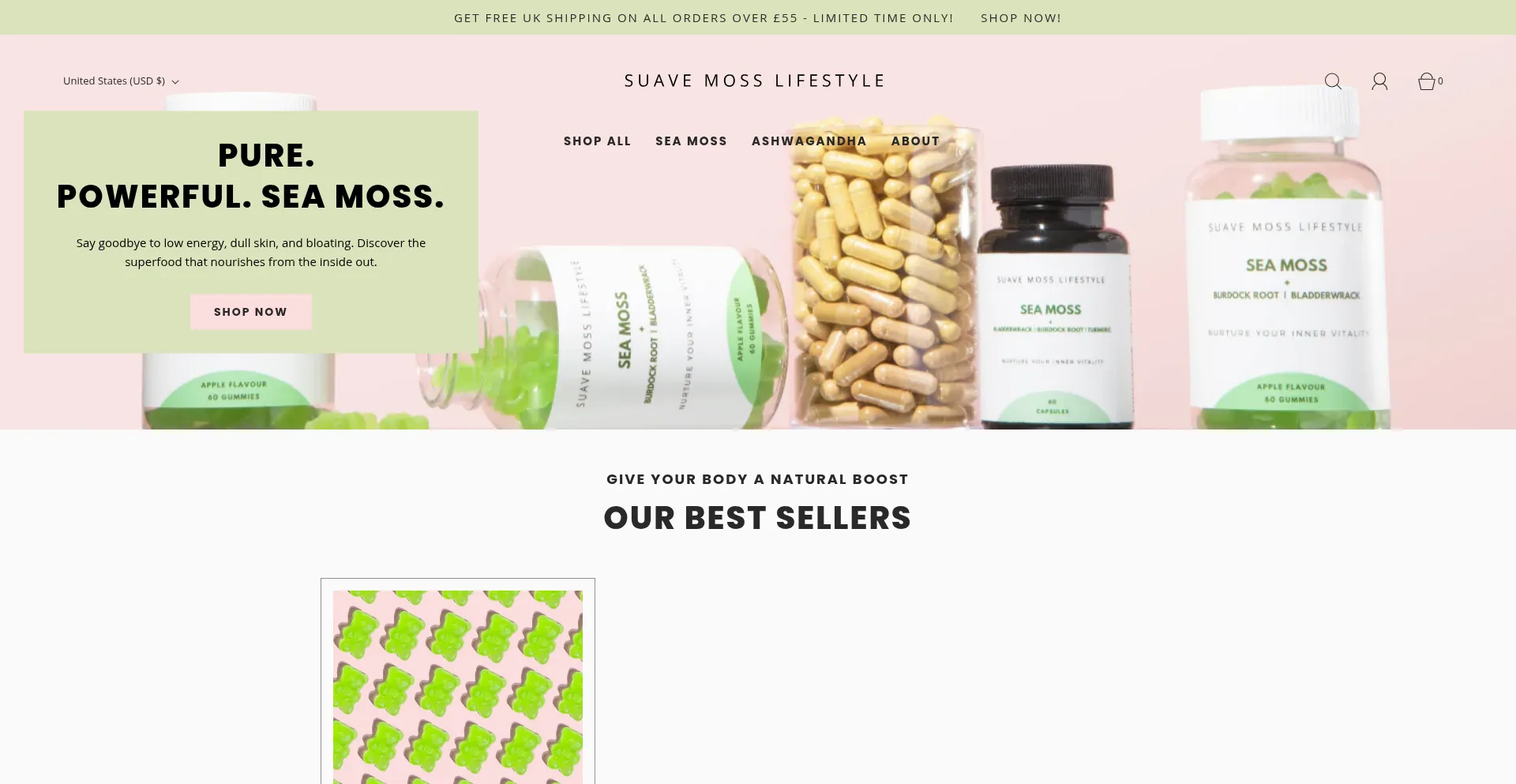 Website screenshot of Suave-moss-lifestyle.co.uk