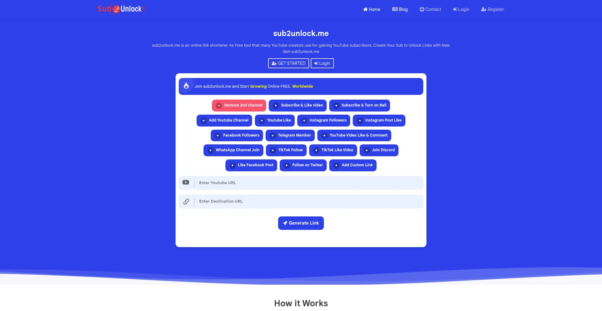 Website screenshot of Sub2unlock.me