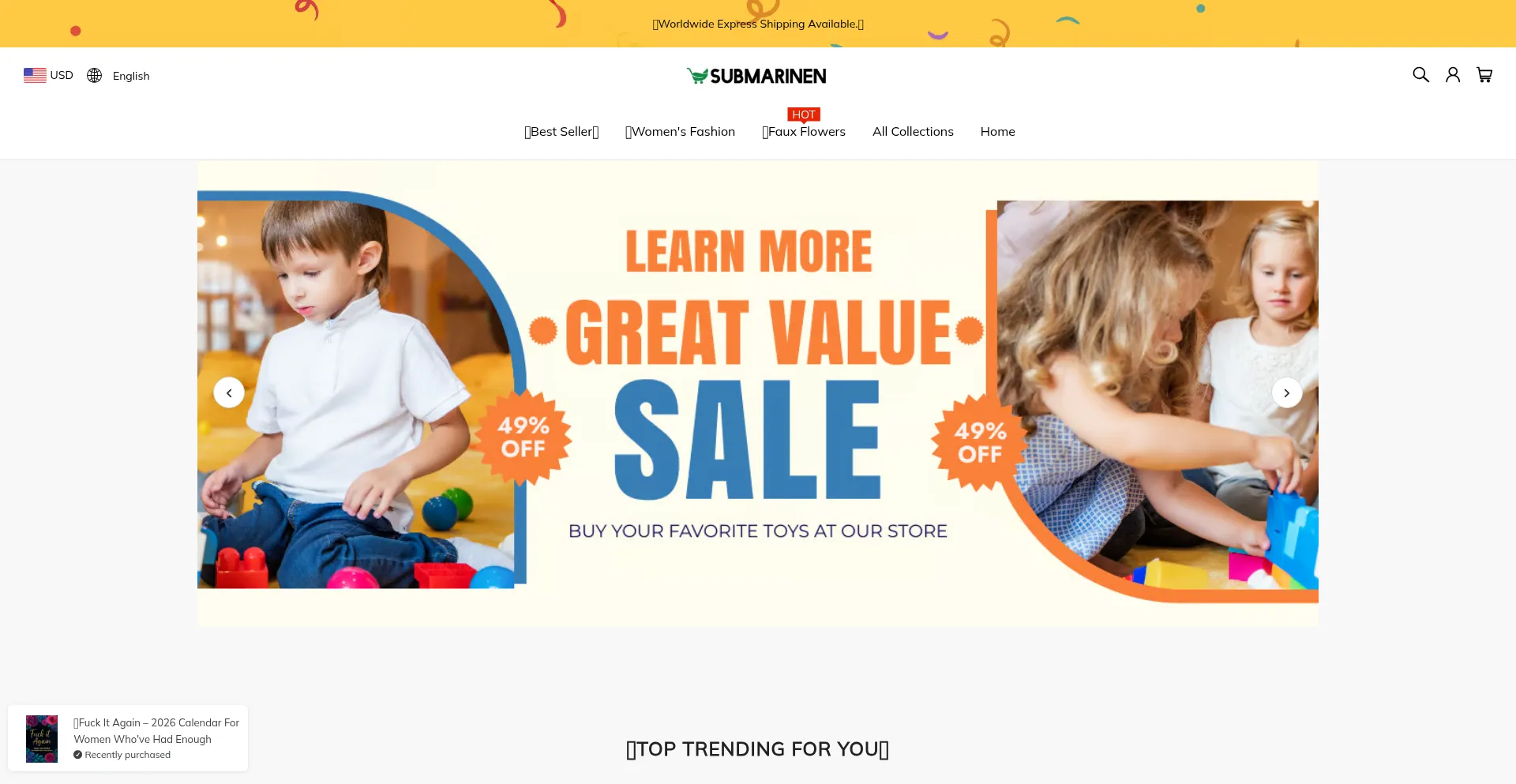 Website screenshot of Submarinen.com