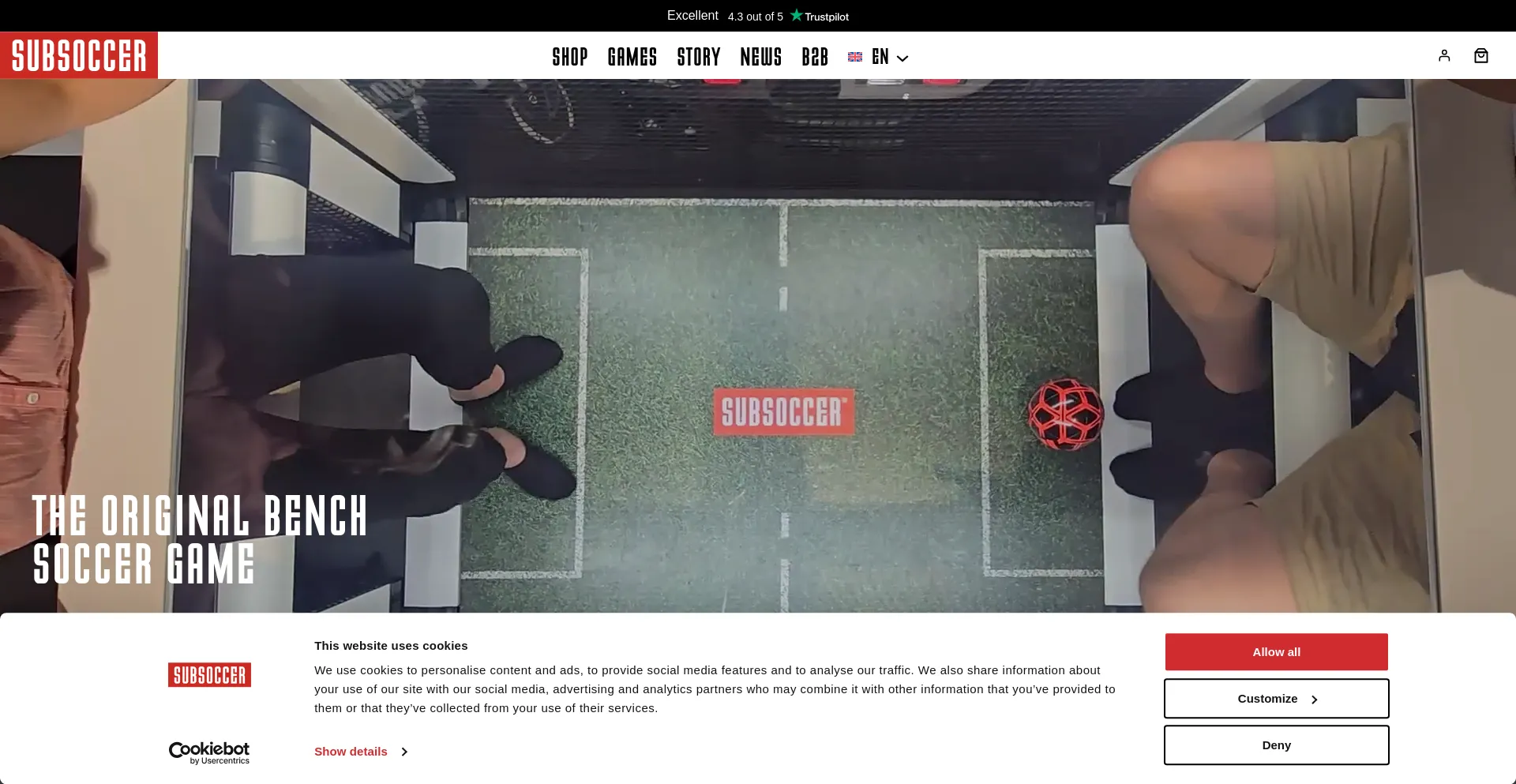 Website screenshot of Subsoccer.com