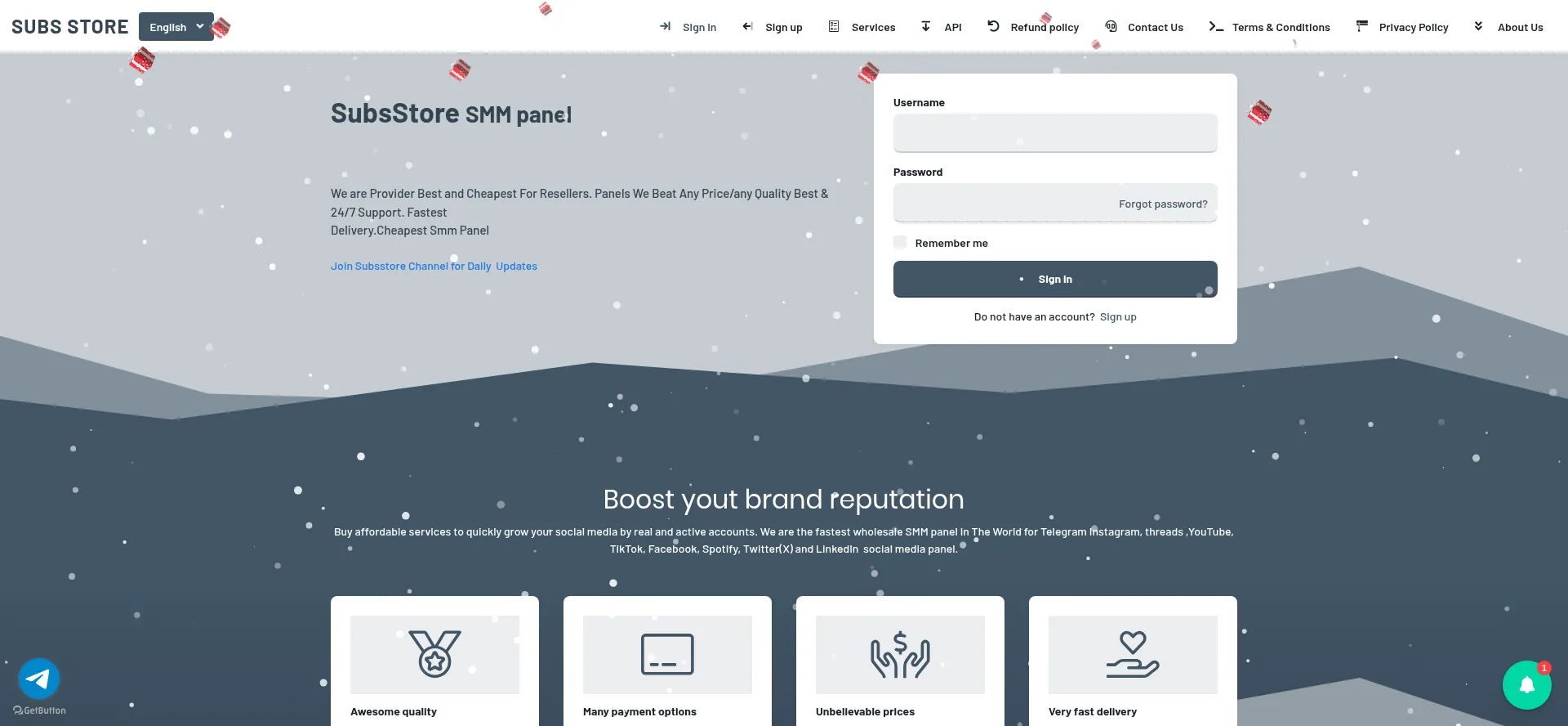 Website screenshot of Subsstore.com