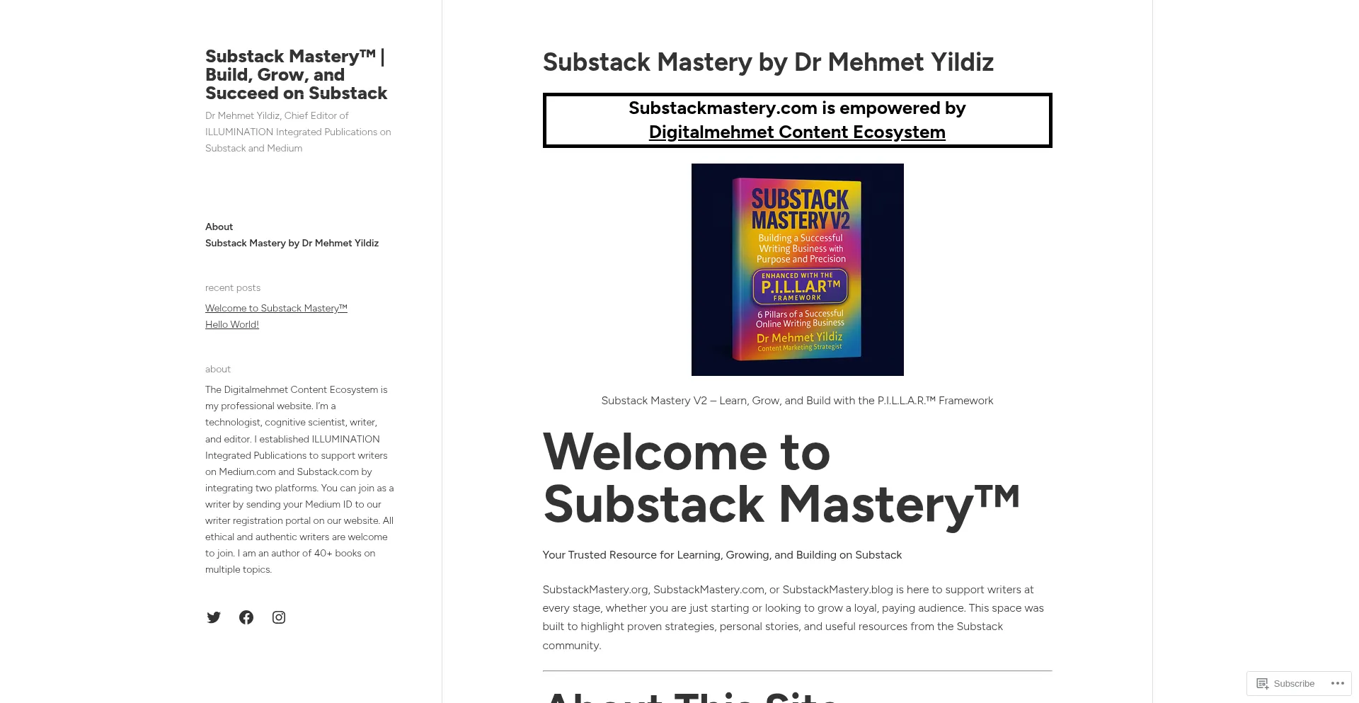 Website screenshot of Substackmastery.com