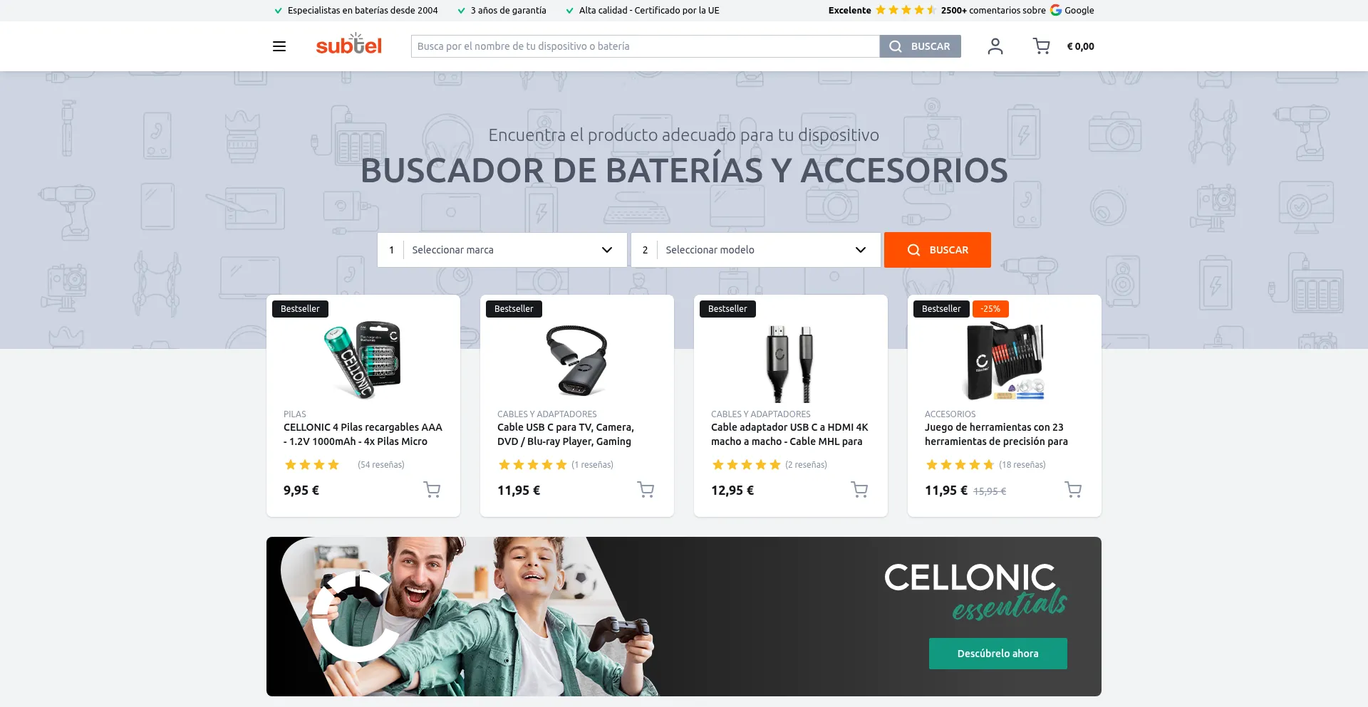 Website screenshot of Subtel.es