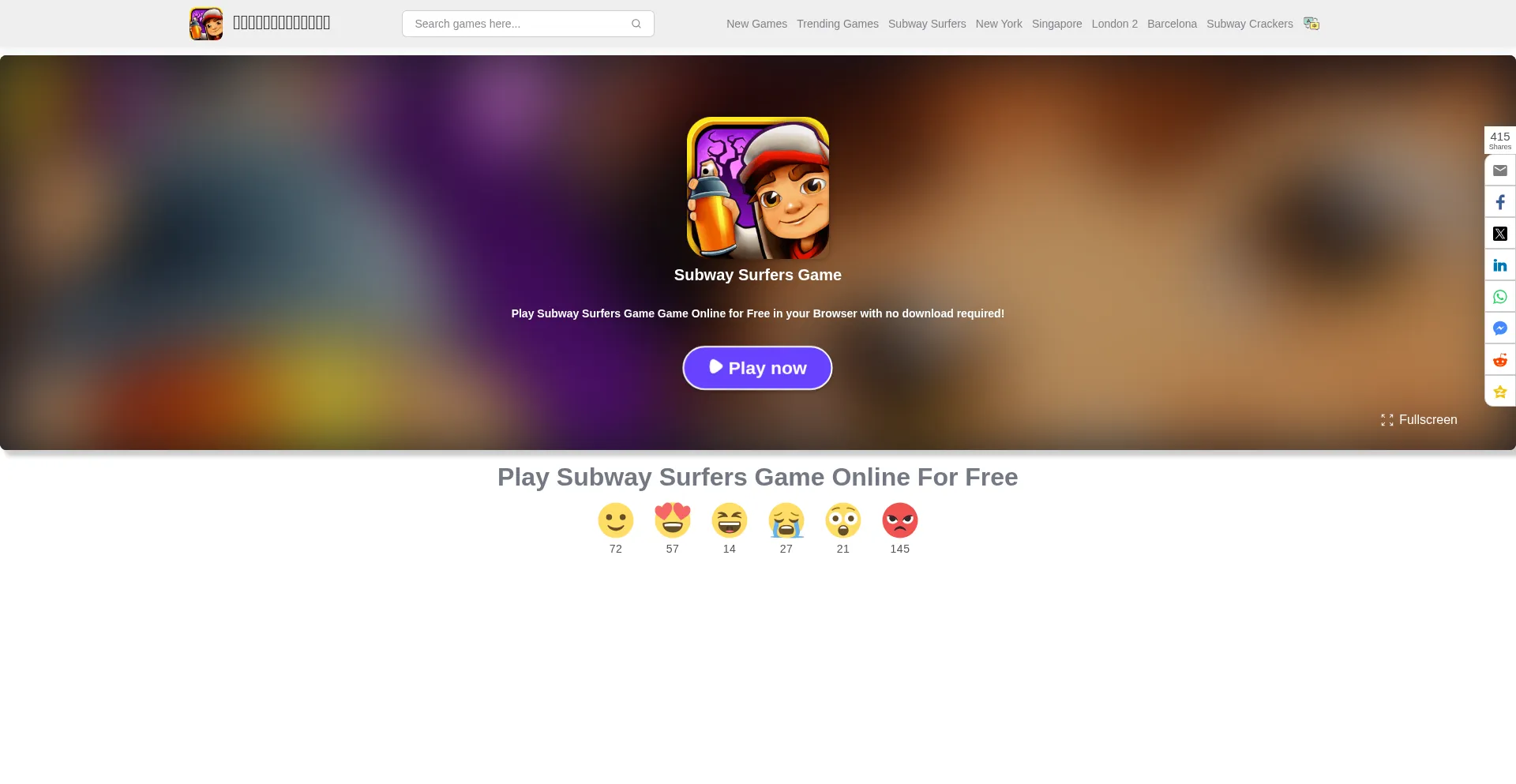 Website screenshot of Subwaysurfersgame.online