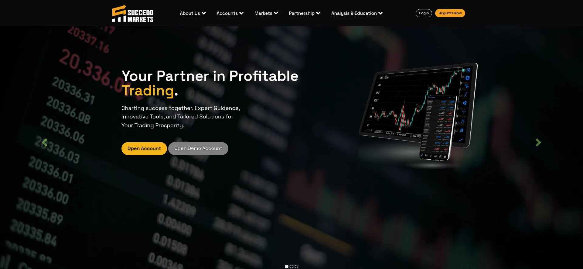 Website screenshot of Succedomarkets.com
