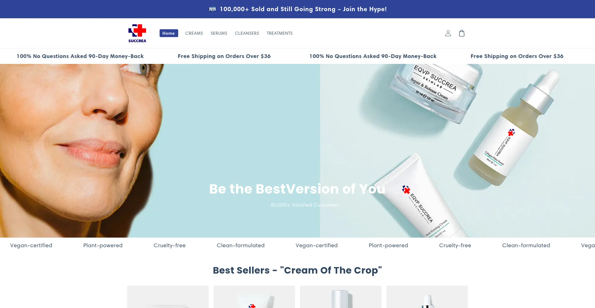 Website screenshot of Succrea.com
