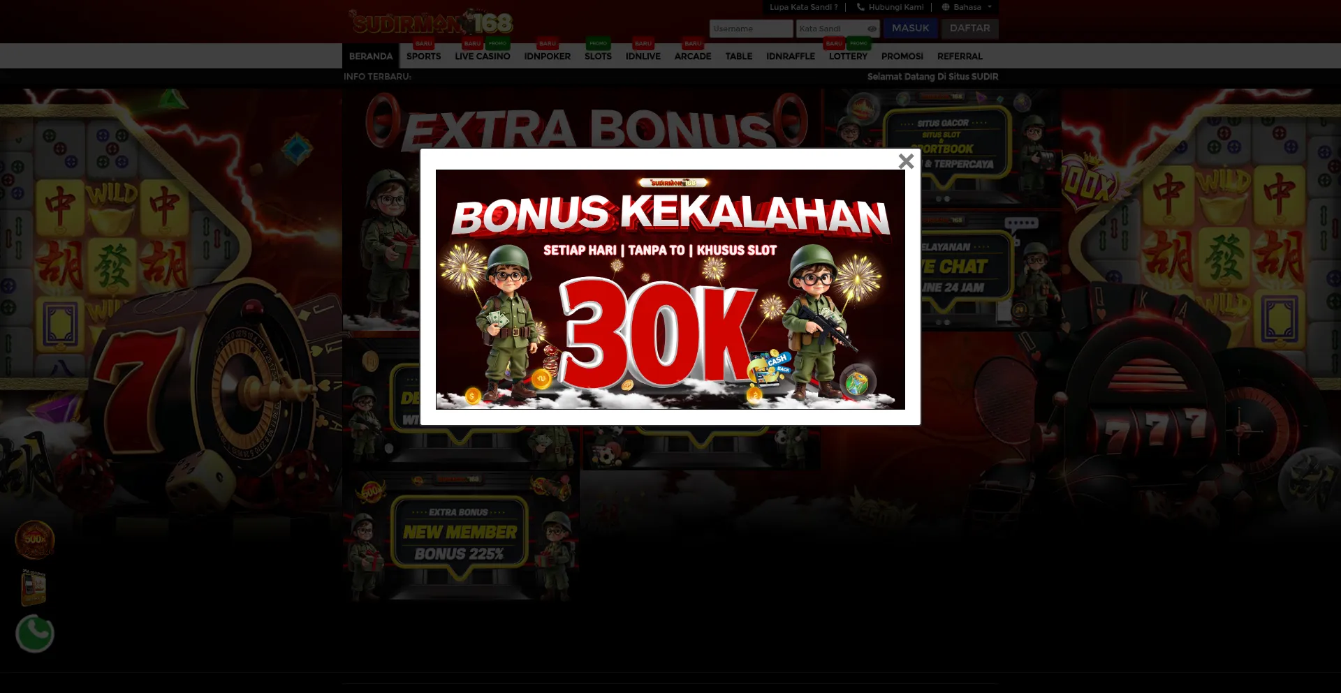Website screenshot of Sudirman168parlay.sbs