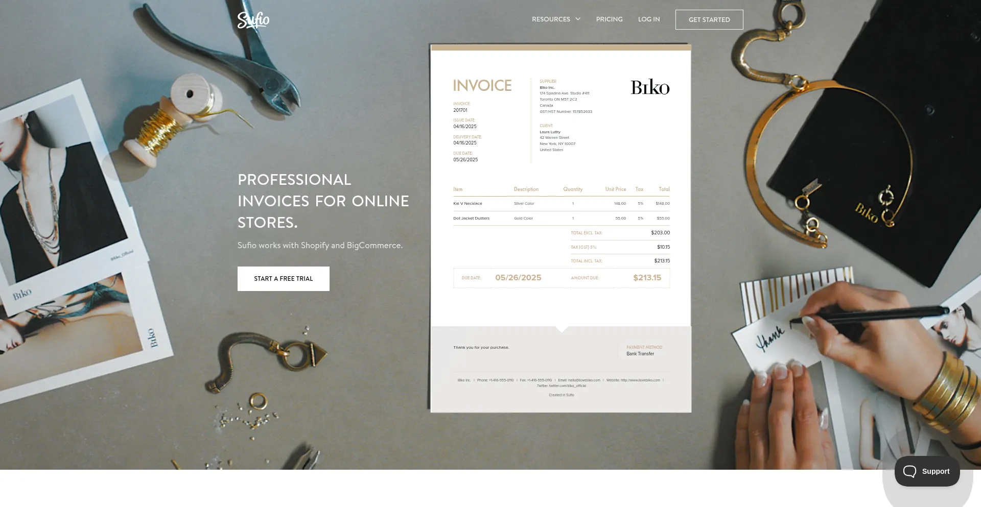 Website screenshot of Sufio.com