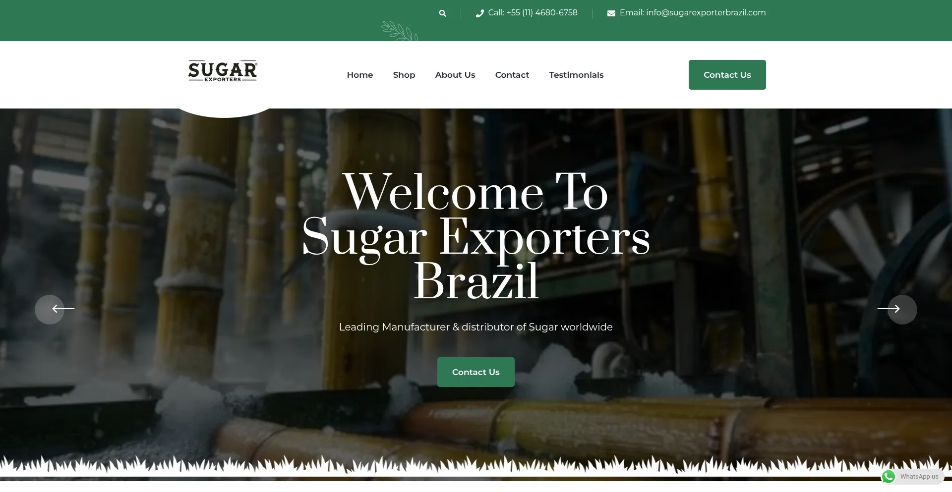 Website screenshot of Sugarexporterbrazil.com