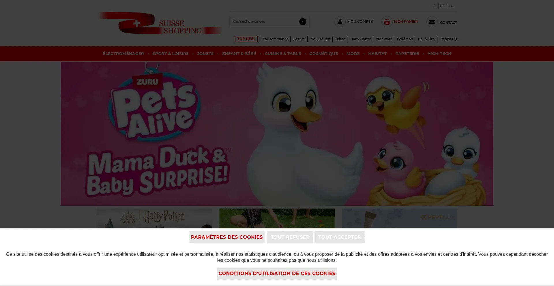 Website screenshot of Suisseshopping.ch
