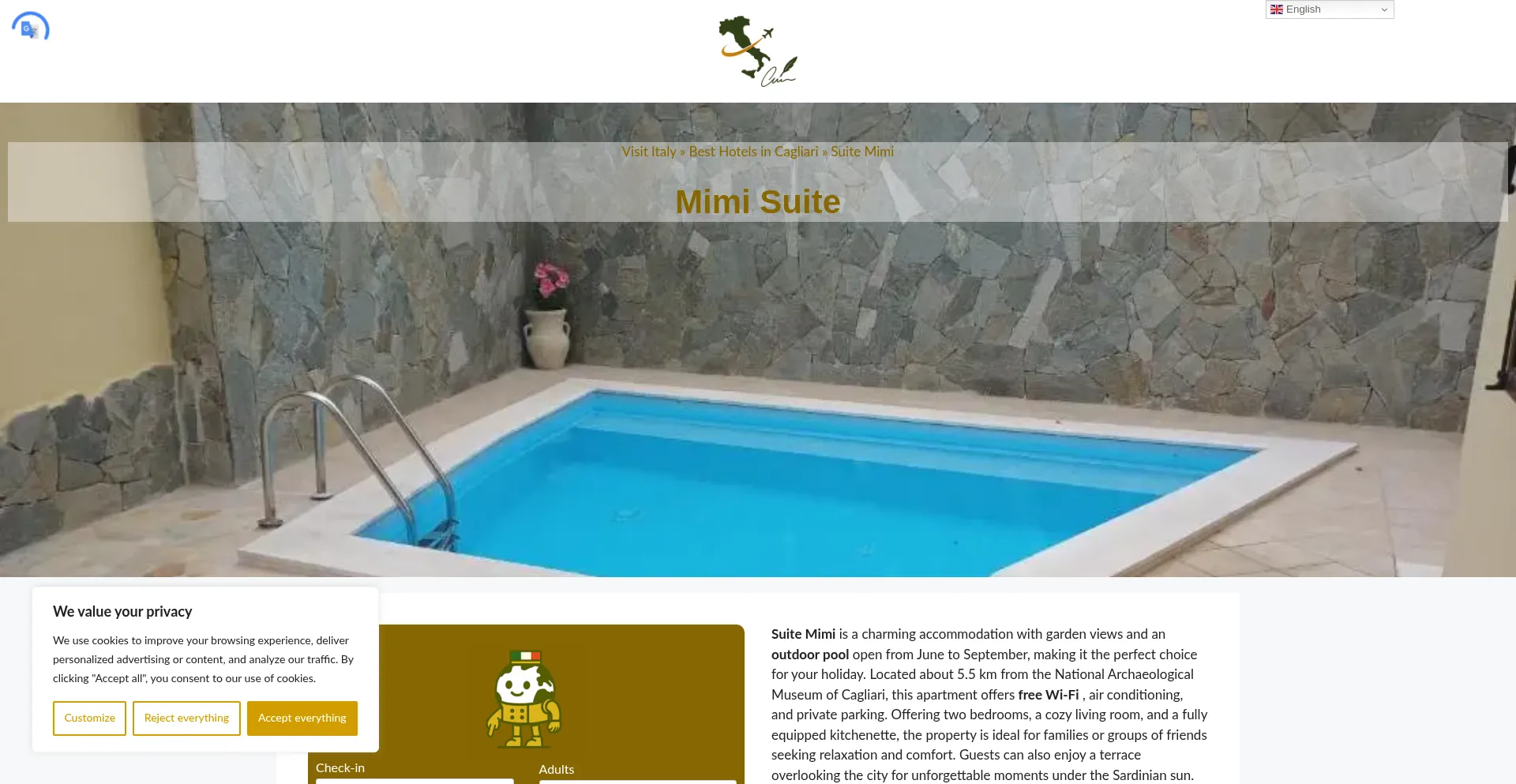 Website screenshot of Suite-mimi.dreaminginrome.com