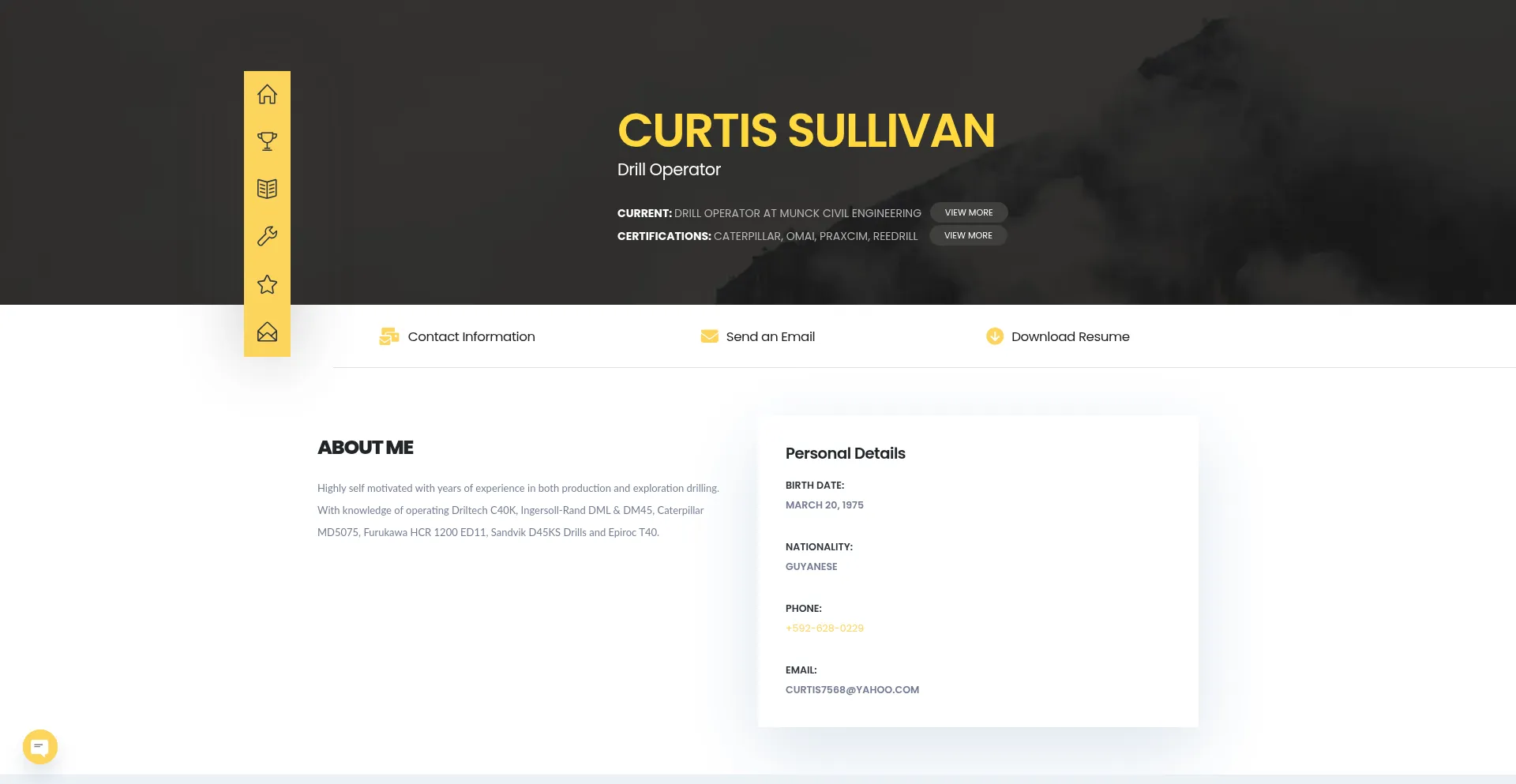 Website screenshot of Sullivan.gy