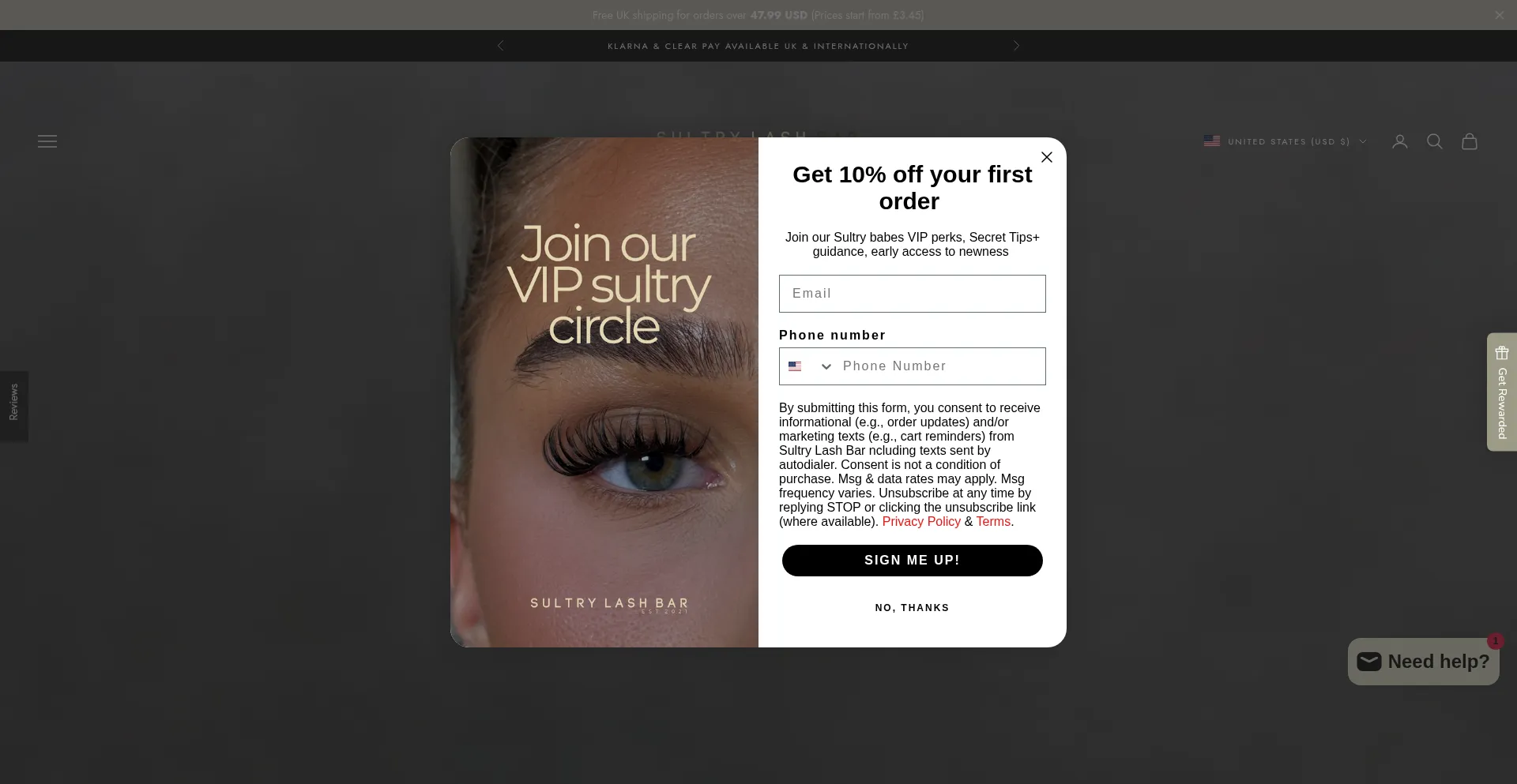 Sultrylashbar.co.uk Screenshot