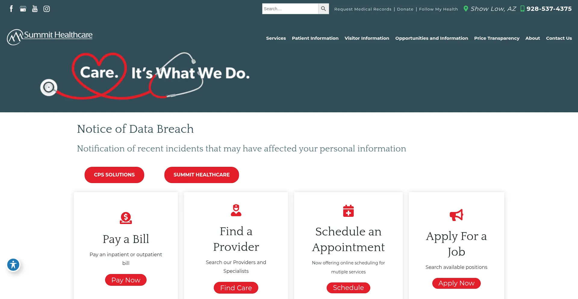 Website screenshot of Summithealthcare.net