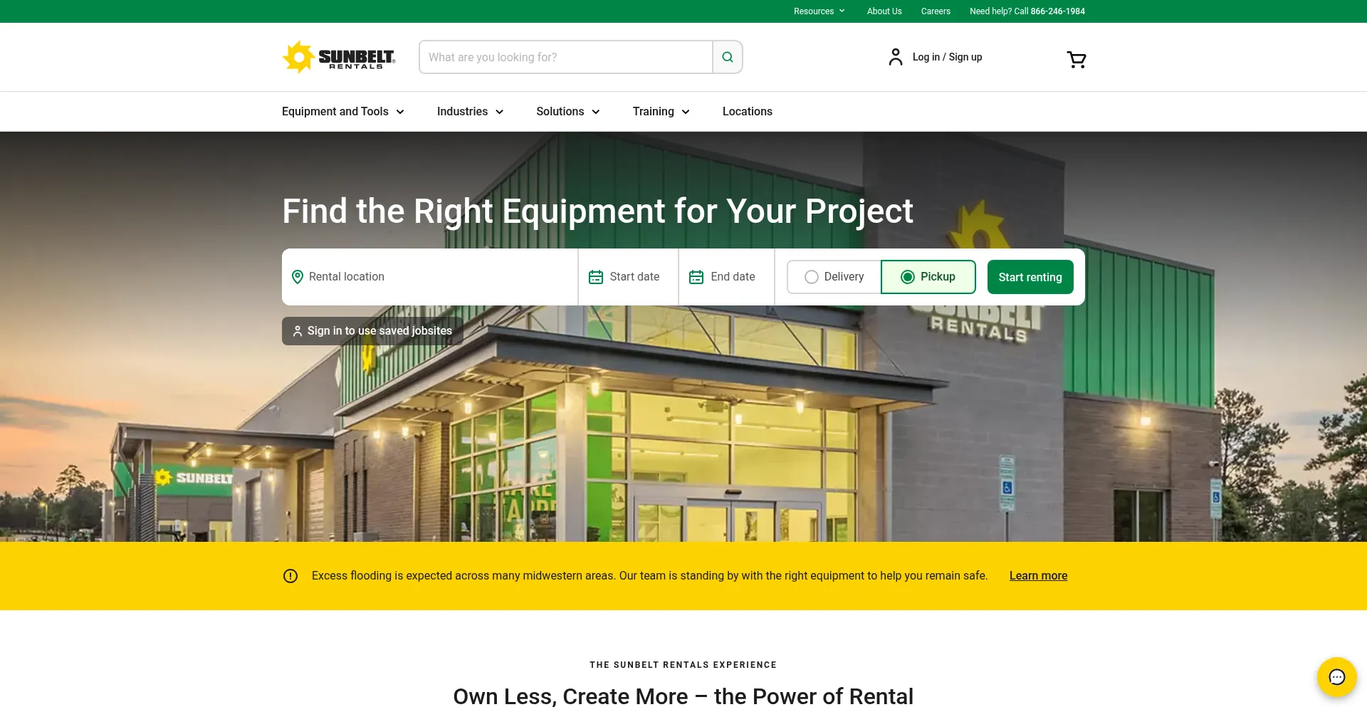 Website screenshot of Sunbeltrentals.com
