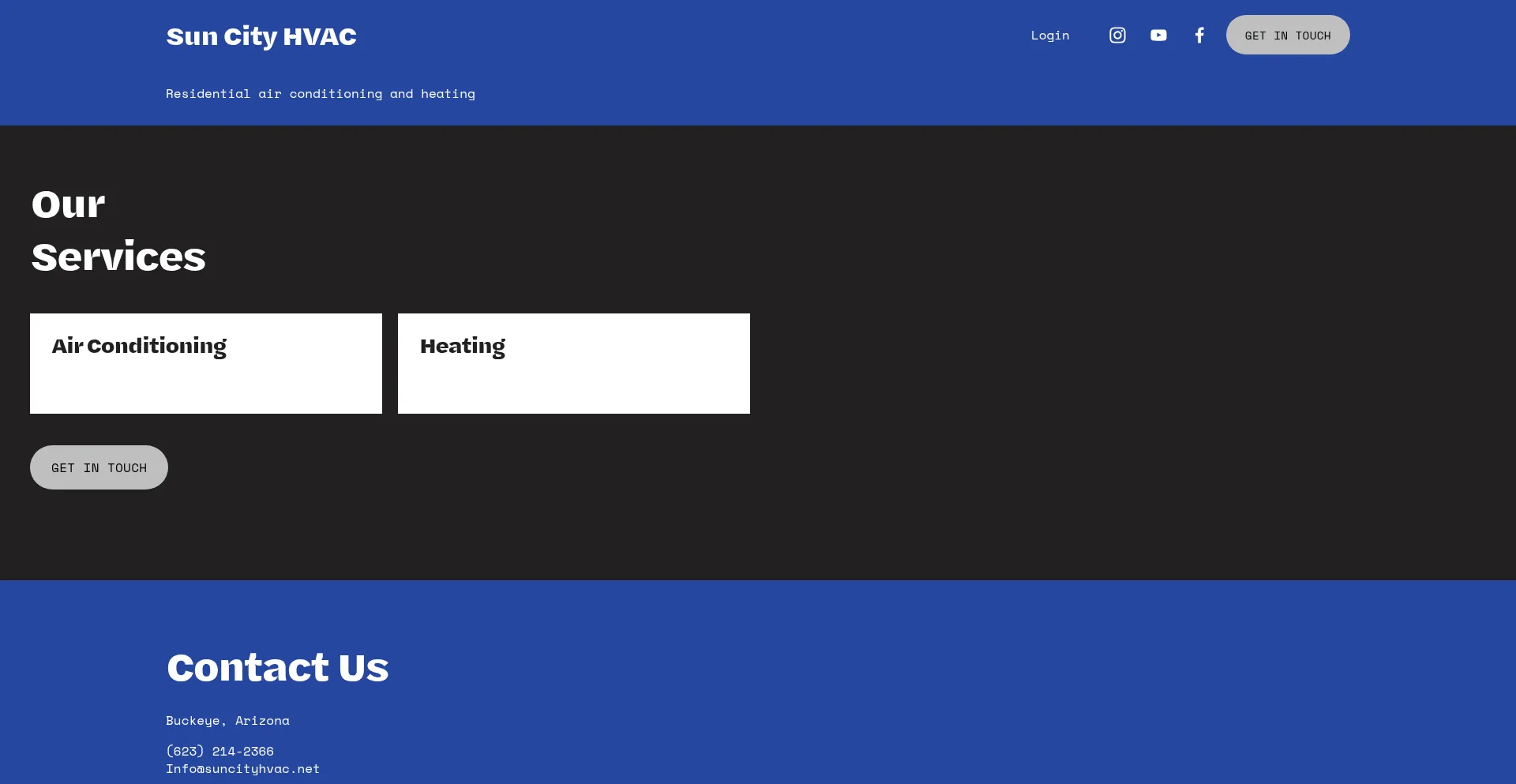 Website screenshot of Suncityhvac.net