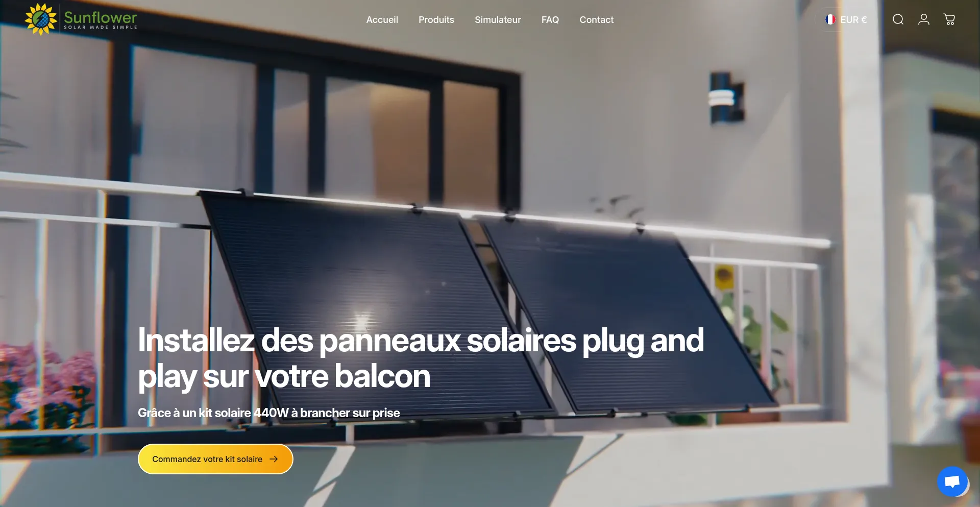 Website screenshot of Sunflower.solar