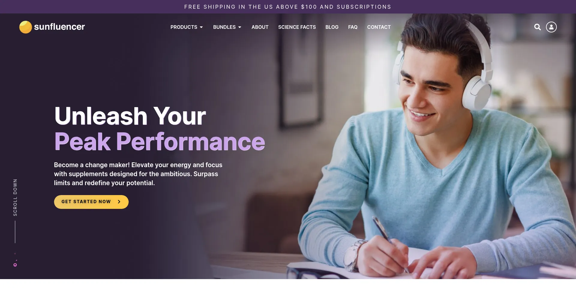 Website screenshot of Sunfluencer.com