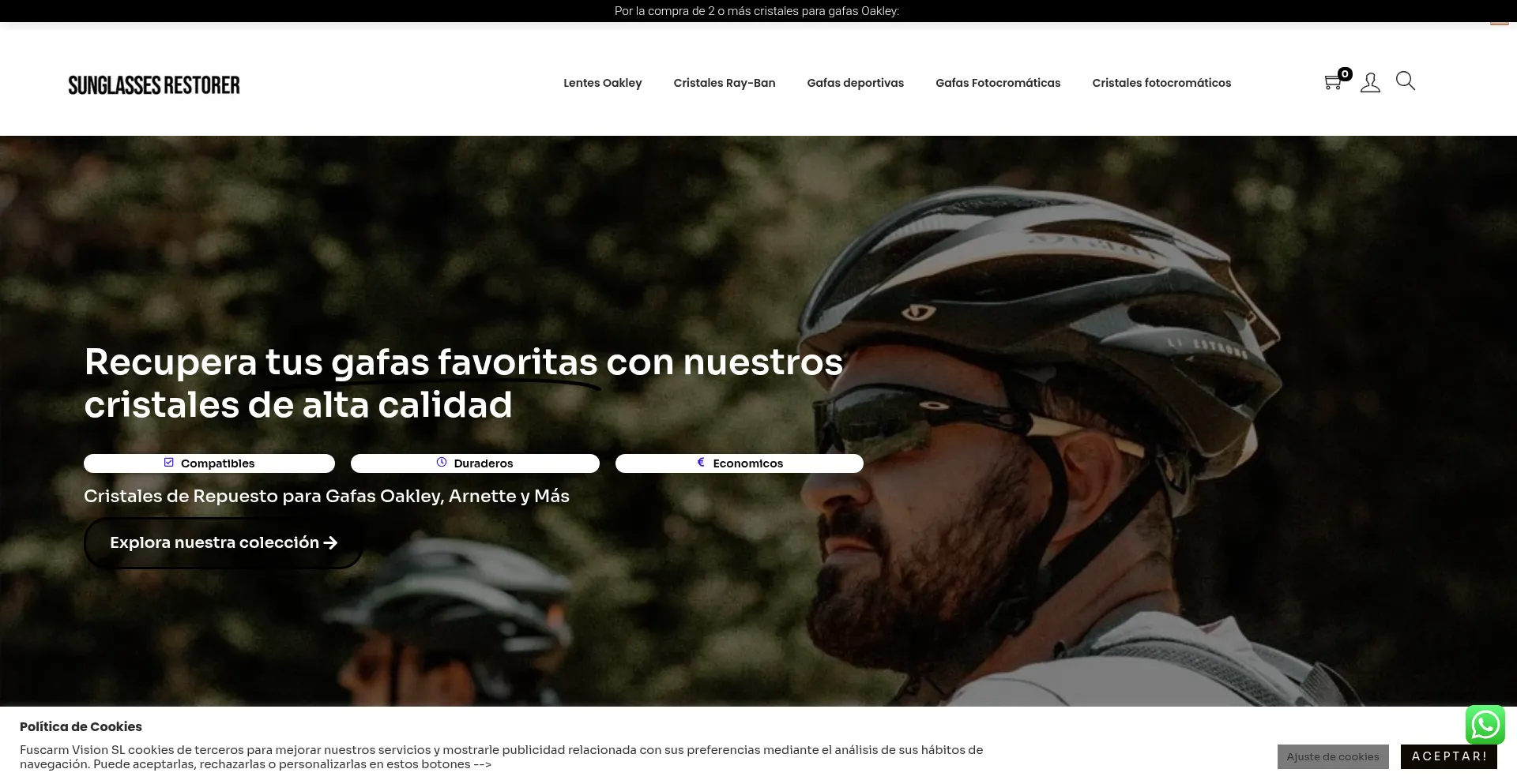 Website screenshot of Sunglassesrestorer.es