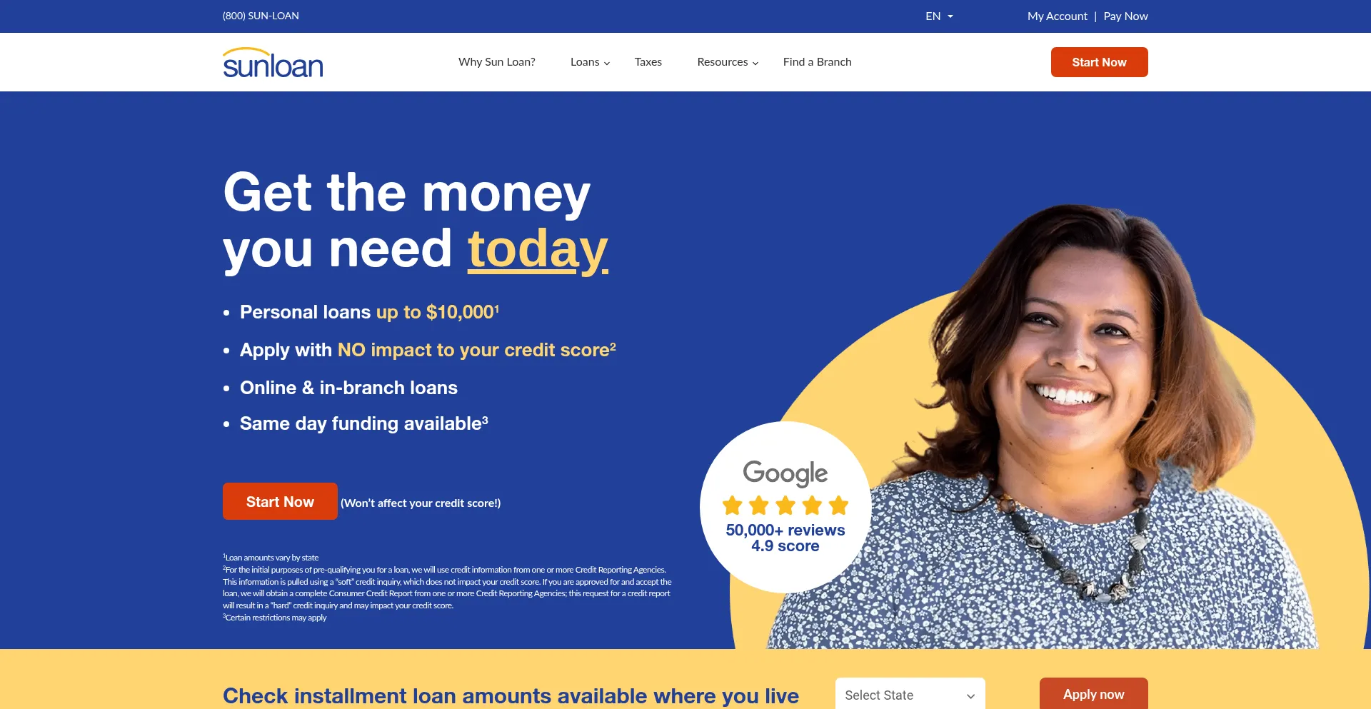 Sunloan.com Screenshot