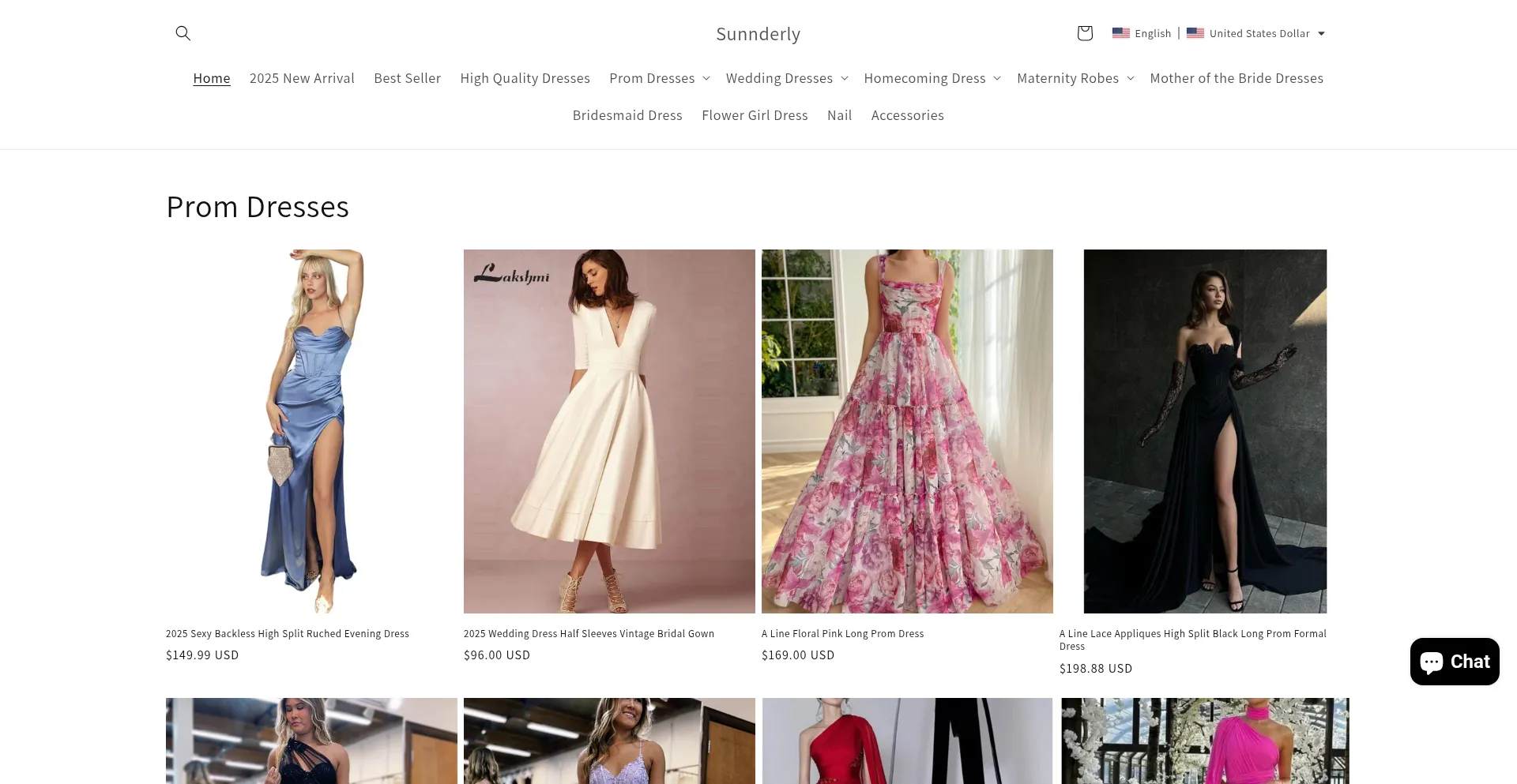 Website screenshot of Sunnderly.com