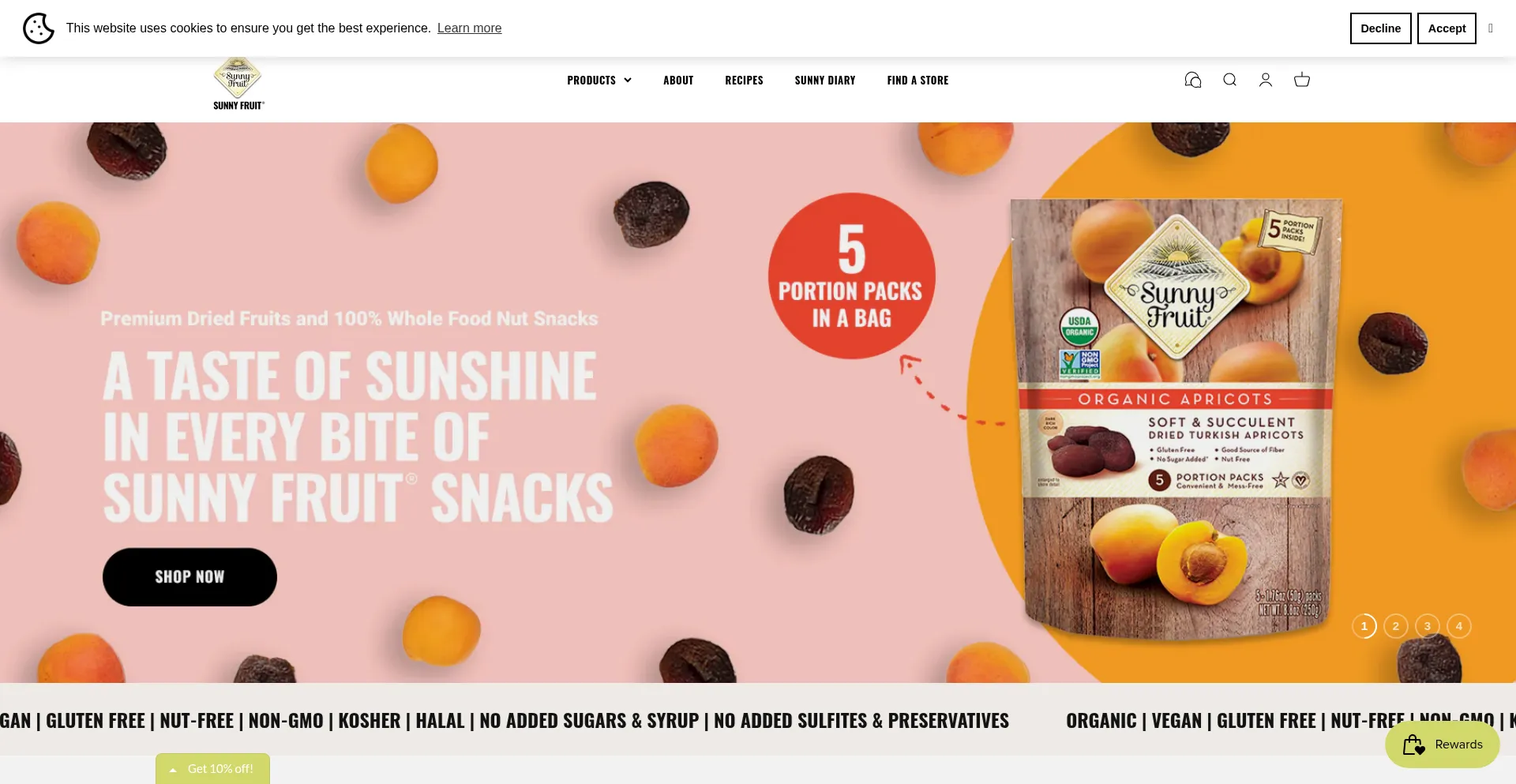 Website screenshot of Sunnyfruit.com