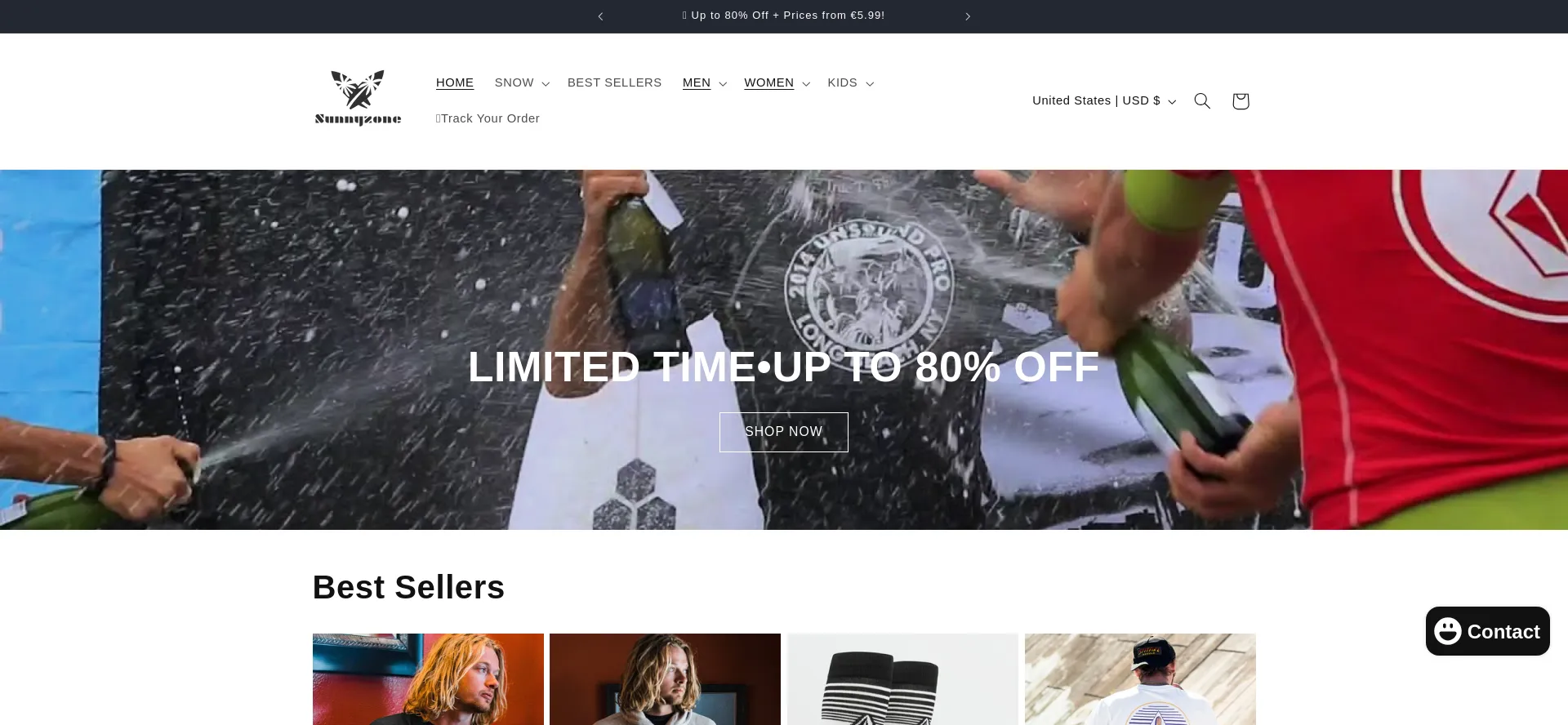 Website screenshot of Sunnyzone.shop