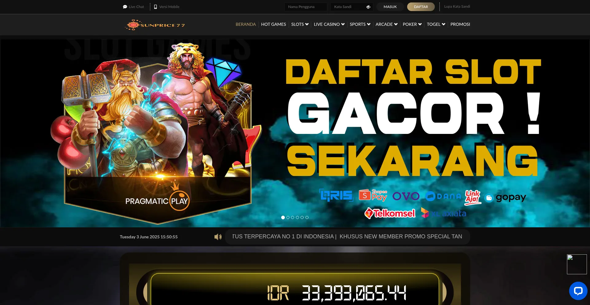 Website screenshot of Sunprice77.com
