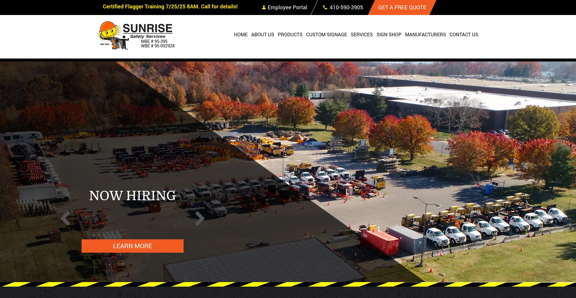 Website screenshot of Sunrisesafetyservices.com