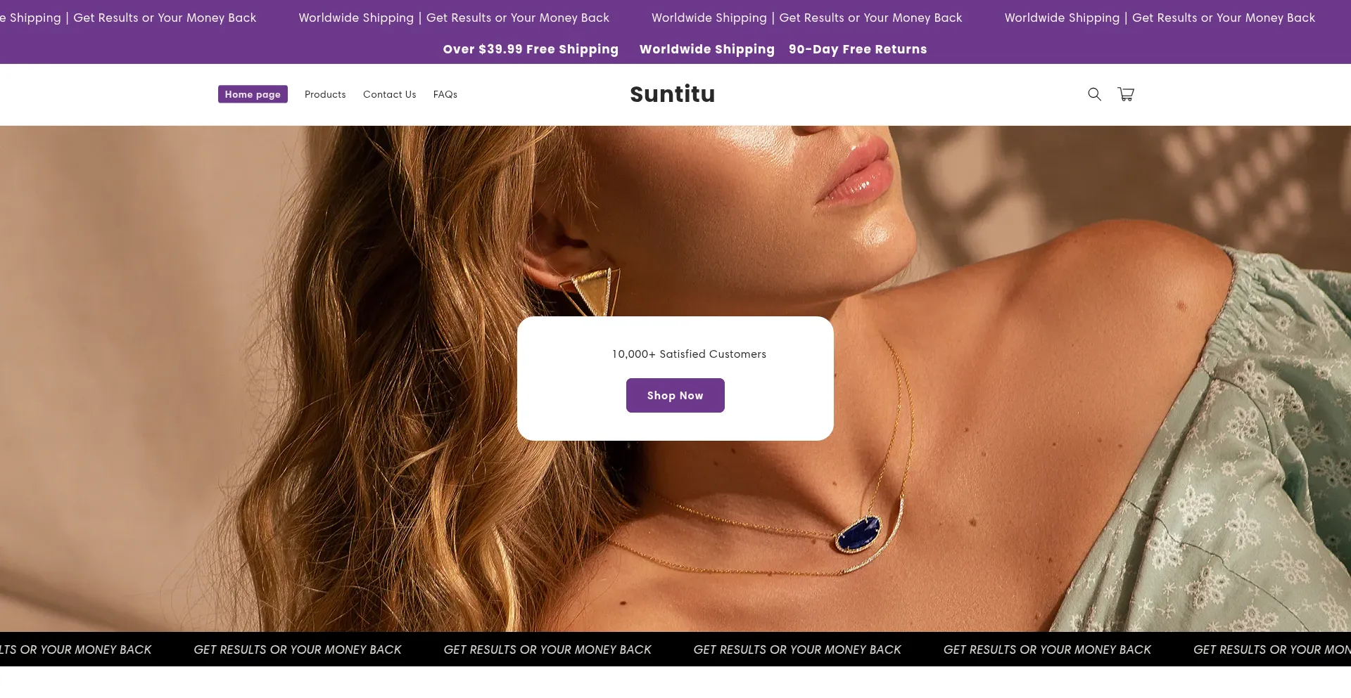 Website screenshot of Suntitu.com