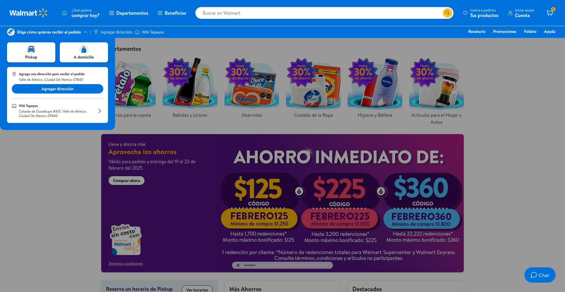 Website screenshot of Super.walmart.com.mx