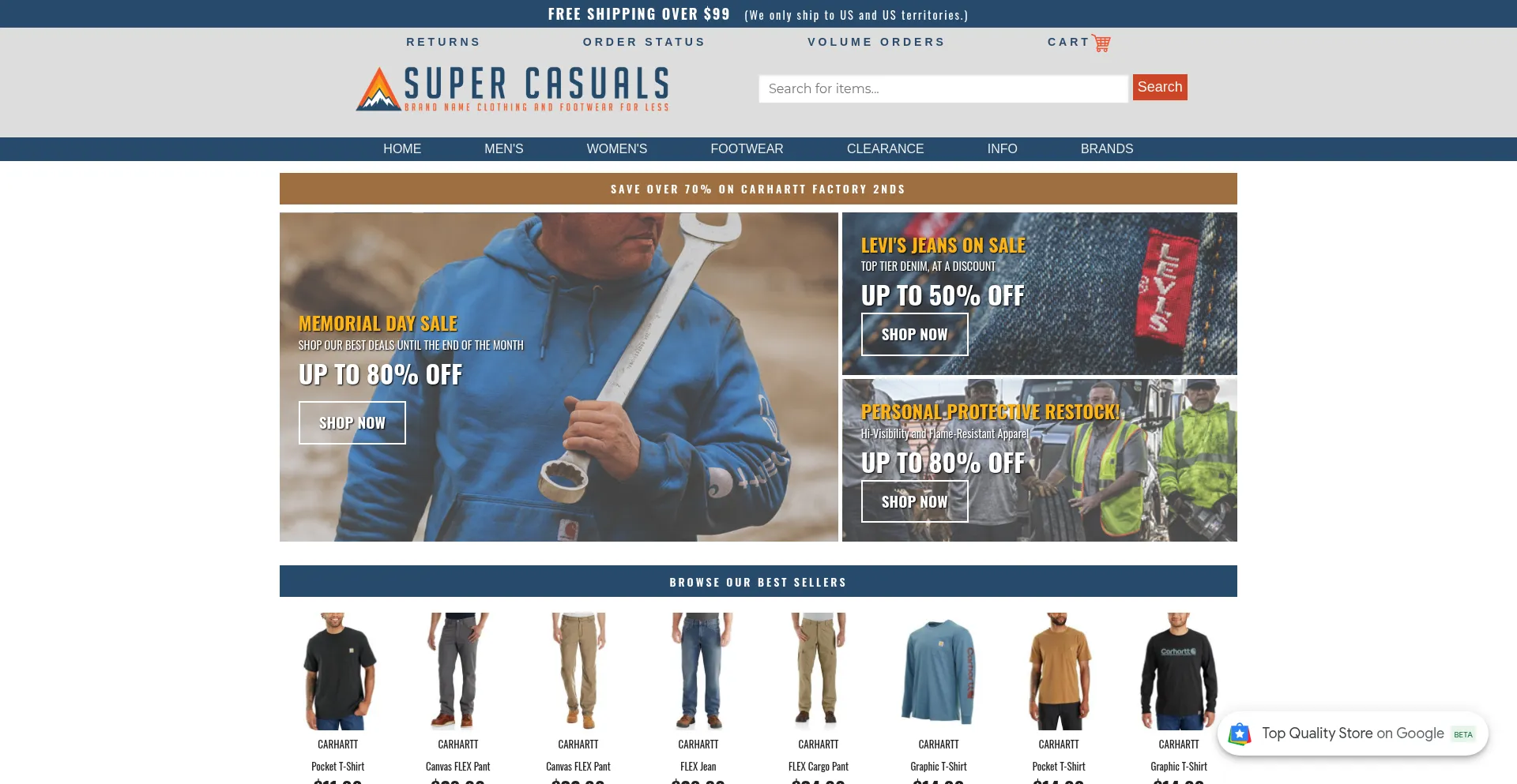Website screenshot of Supercasuals.com