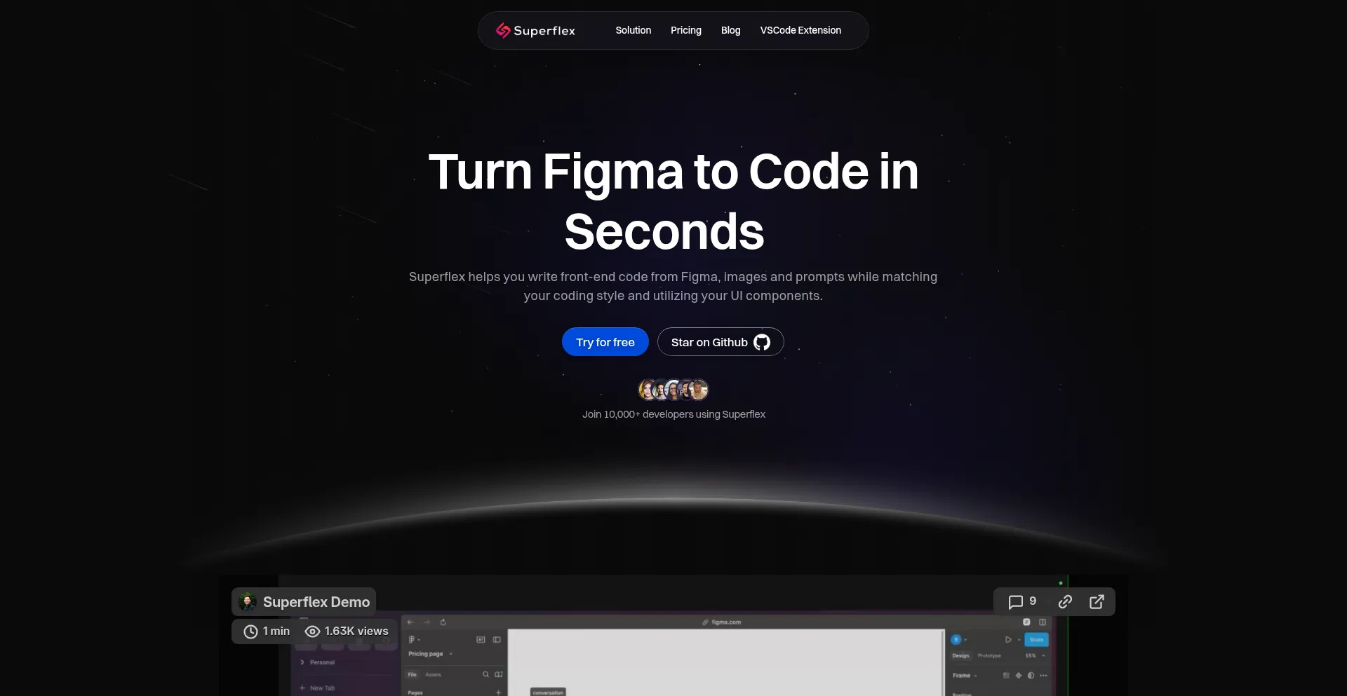 Website screenshot of Superflex.ai