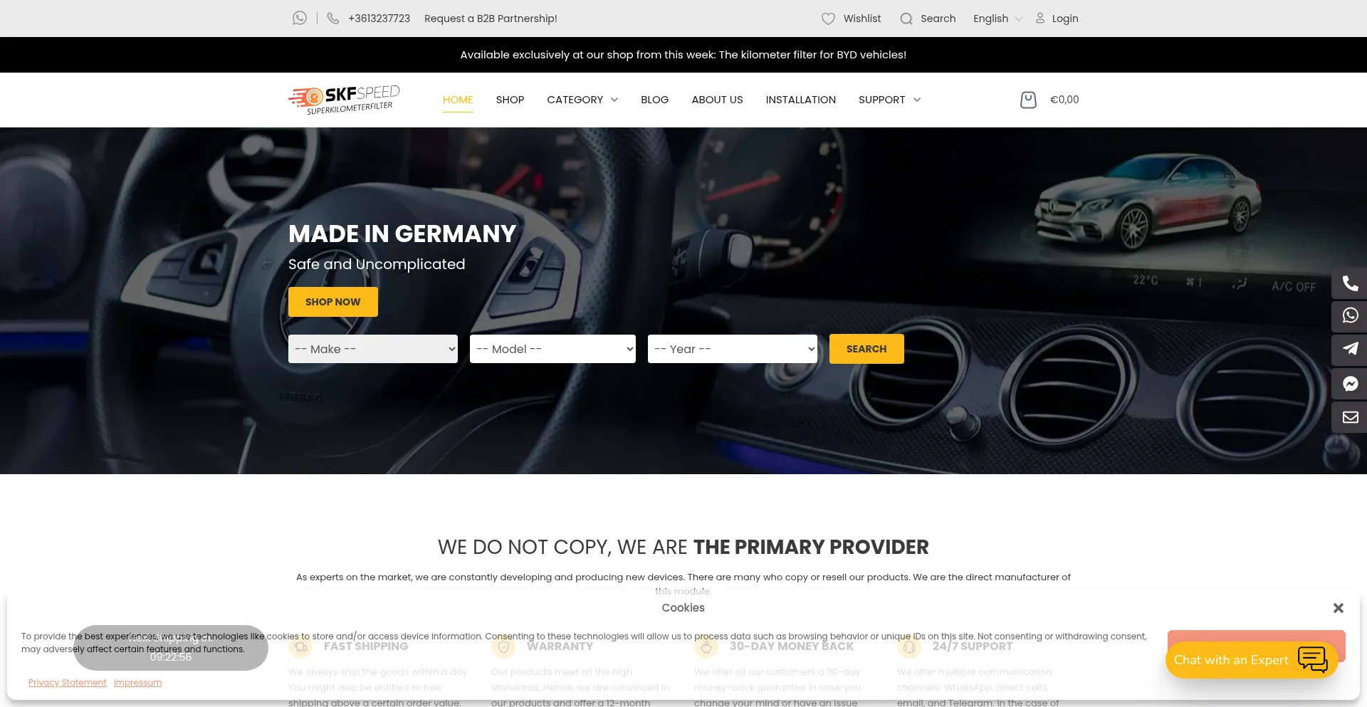 Superkilometerfilter.com Screenshot