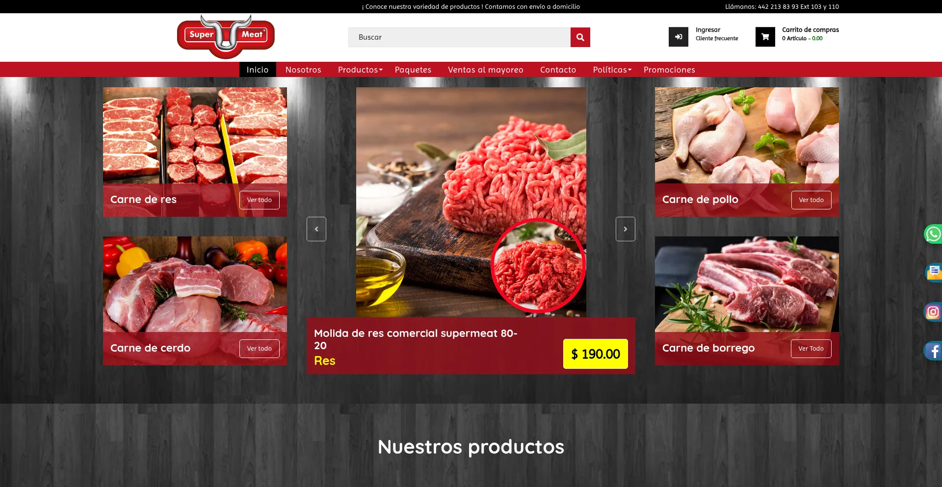 Website screenshot of Supermeat.mx