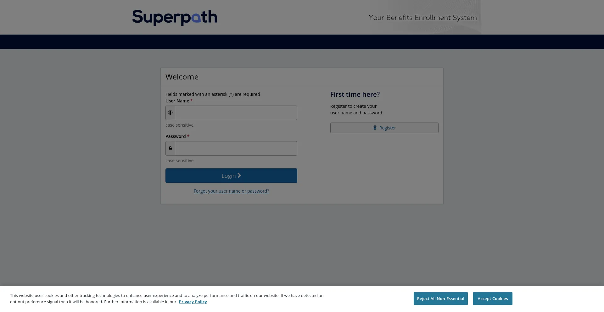 Website screenshot of Superpathbenefits.com