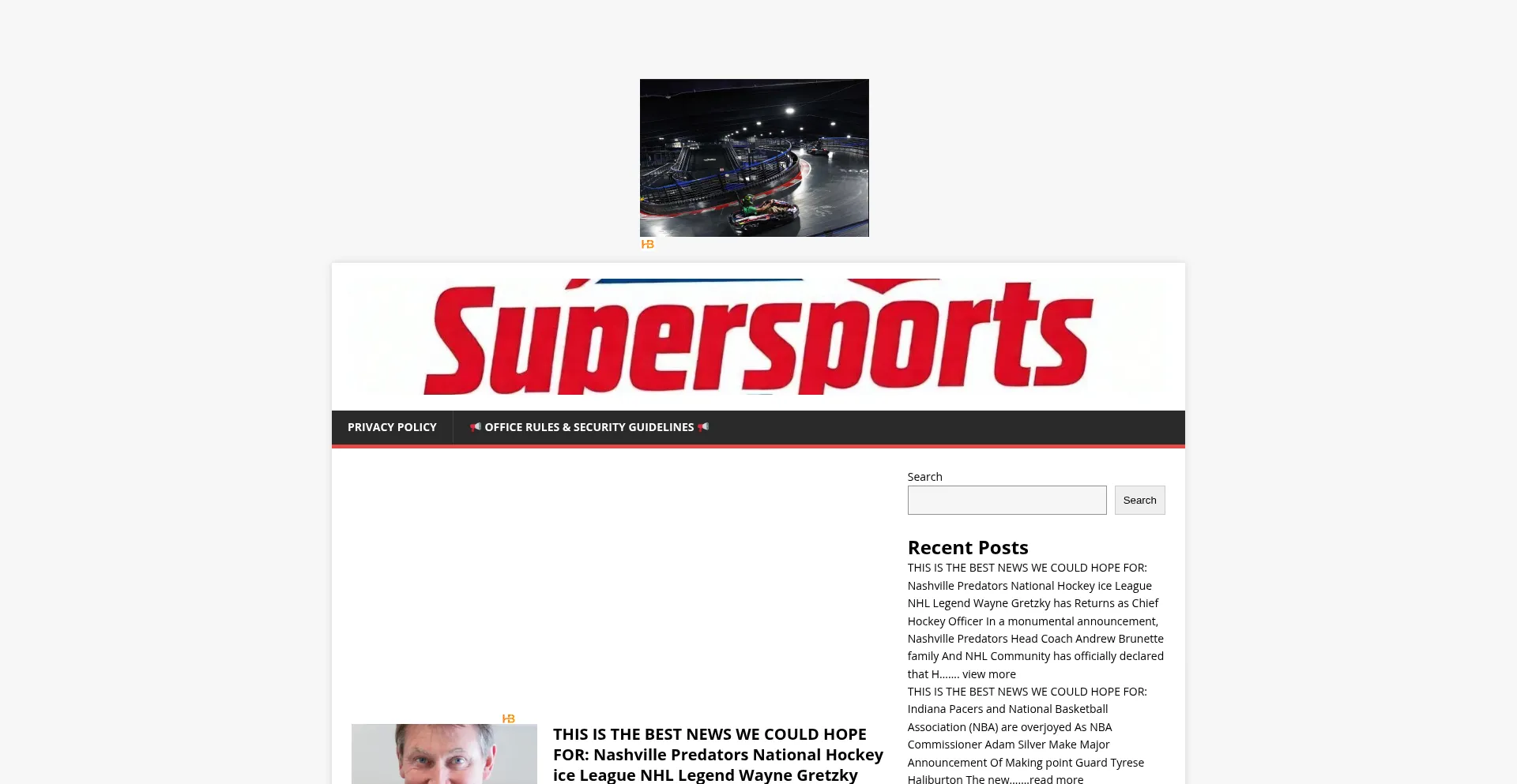 Website screenshot of Supersportsupdate.com