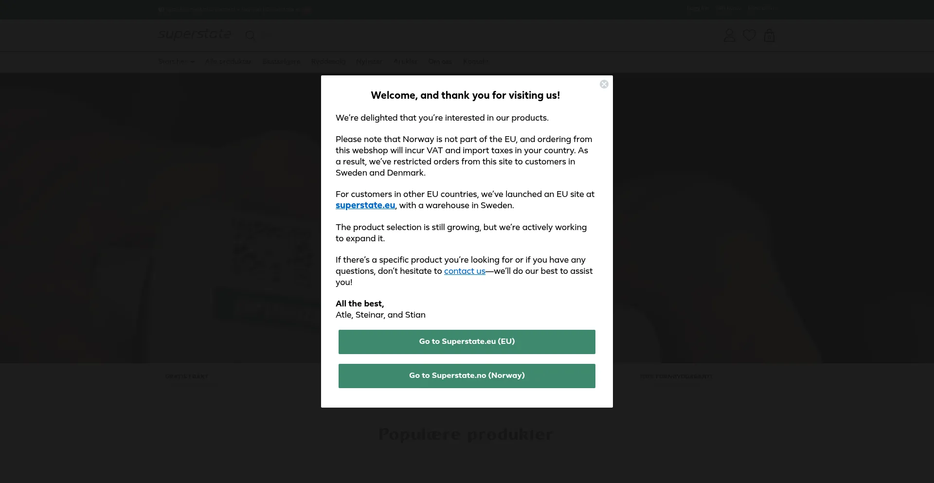 Website screenshot of Superstate.no