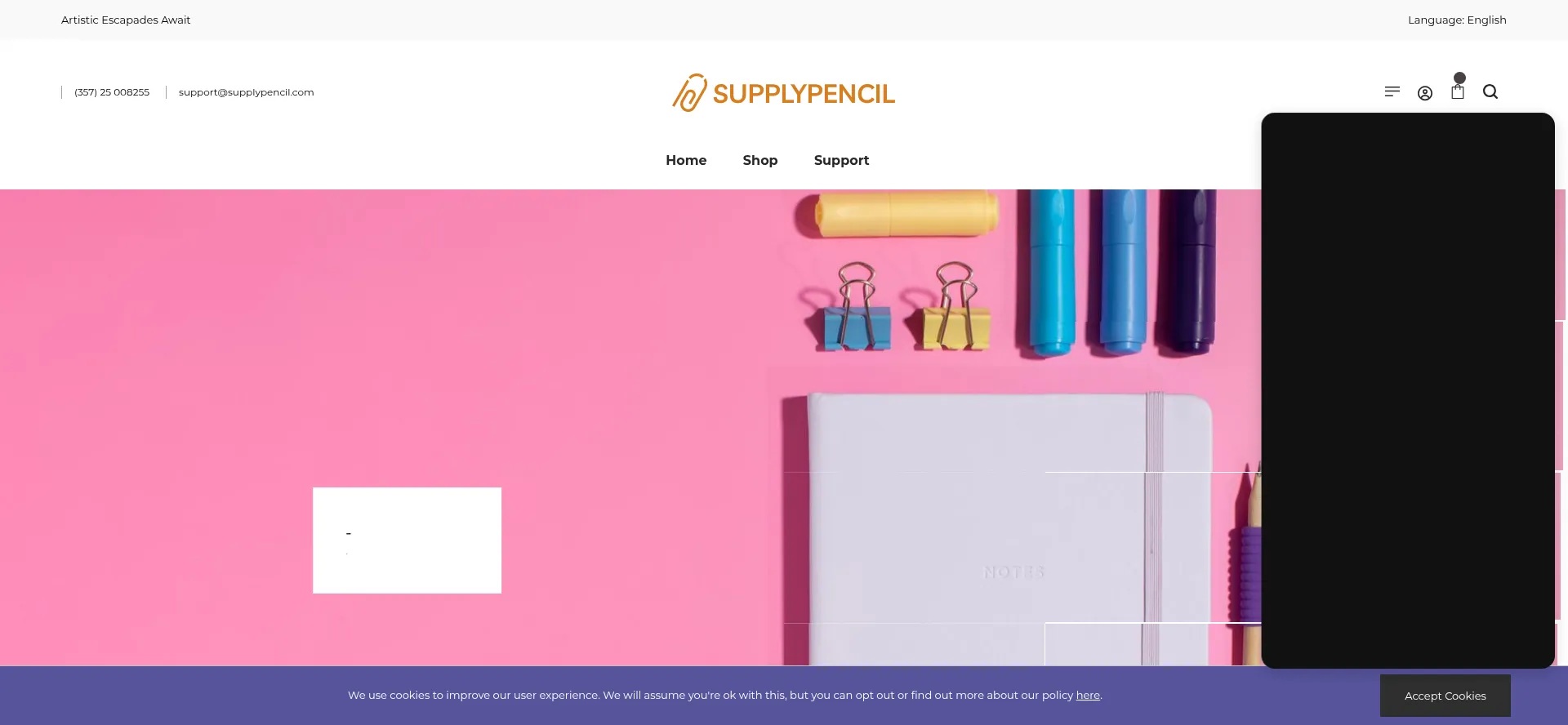 Website screenshot of Supplypencil.com