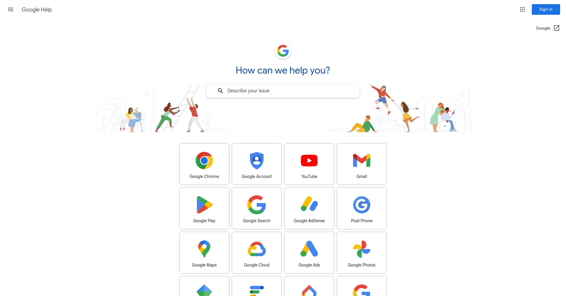 Website screenshot of Support.google.com
