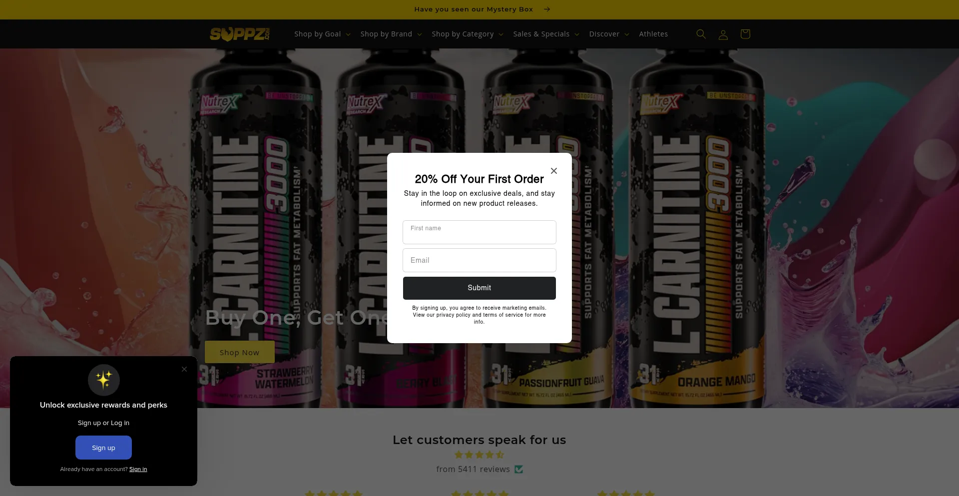 Website screenshot of Suppz.com
