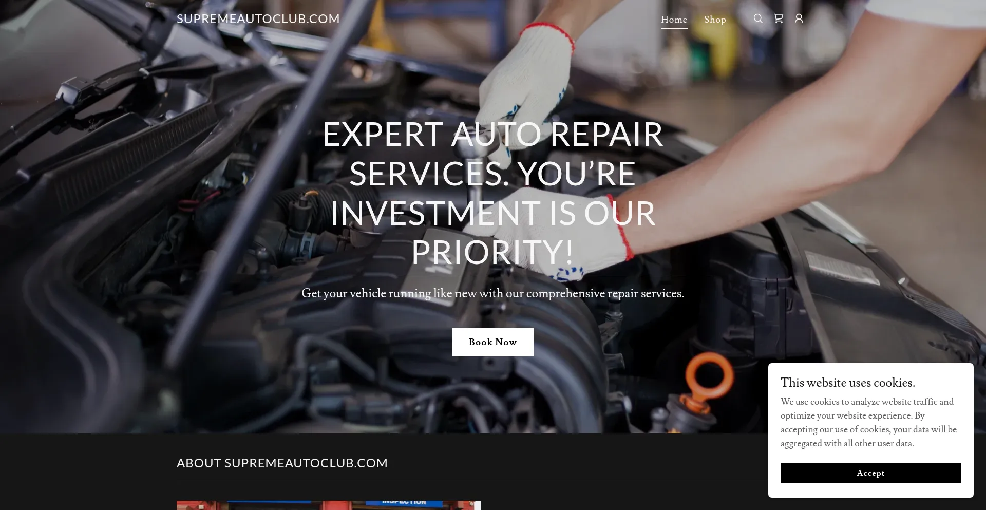 Website screenshot of Supremeautoclub.com