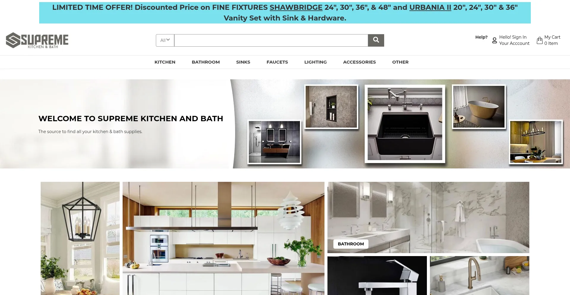 Website screenshot of Supremekitchenbath.com