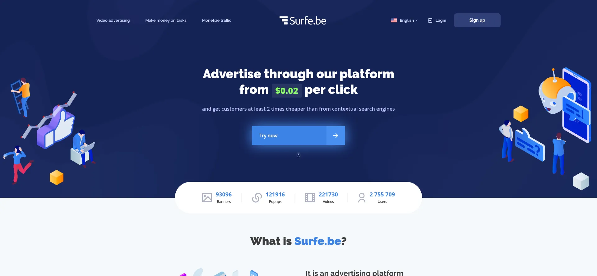Website screenshot of Surfe.be