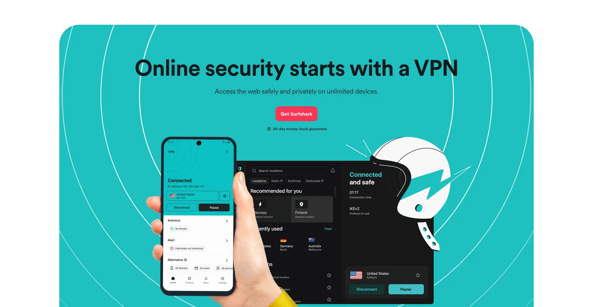 Website screenshot of Surfshark.net