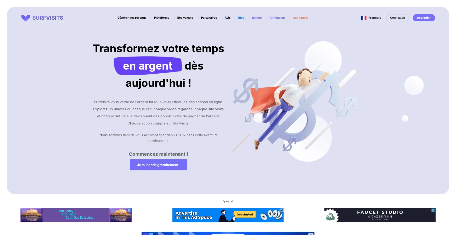 Website screenshot of Surfvisits.com
