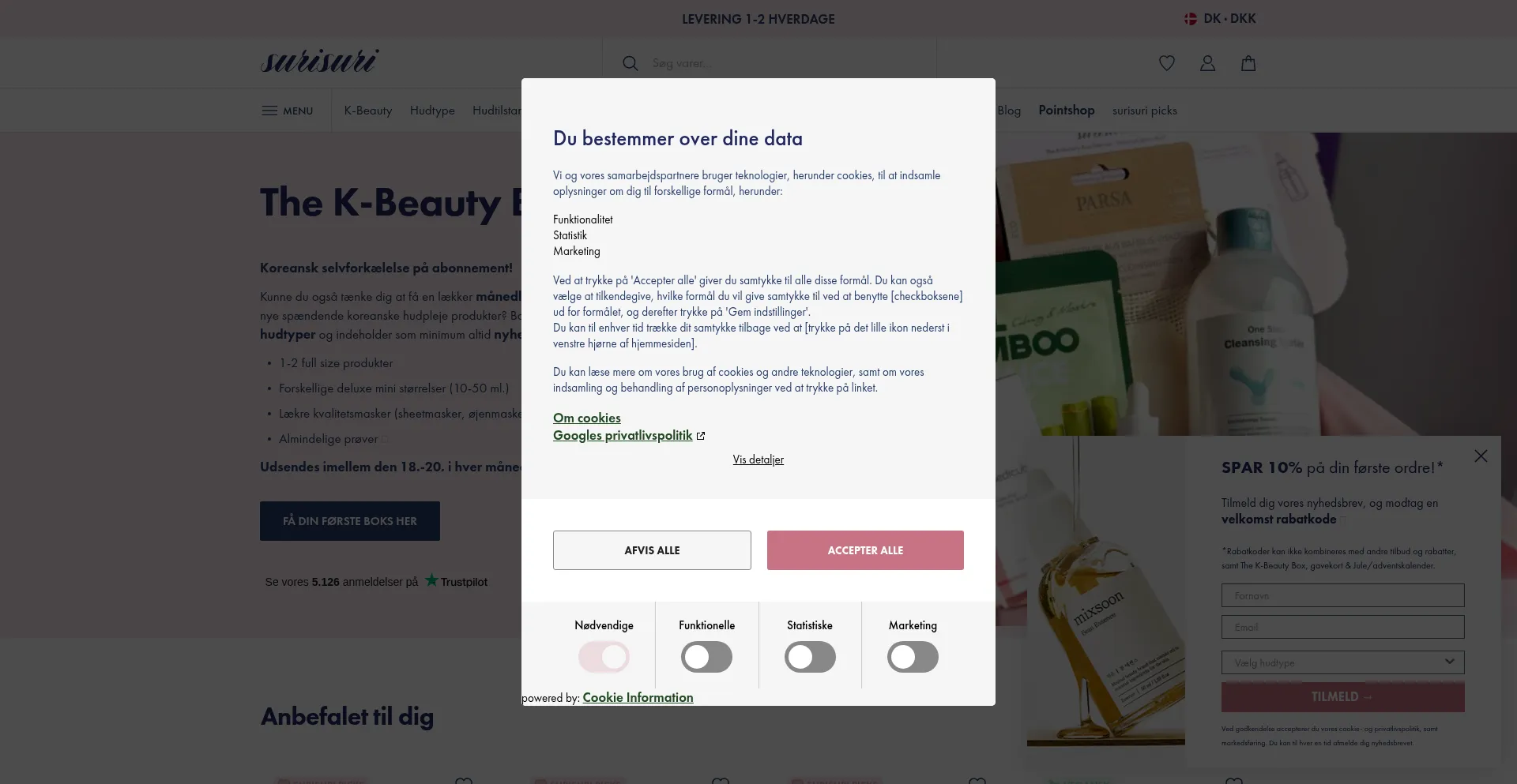 Website screenshot of Surisuri.dk